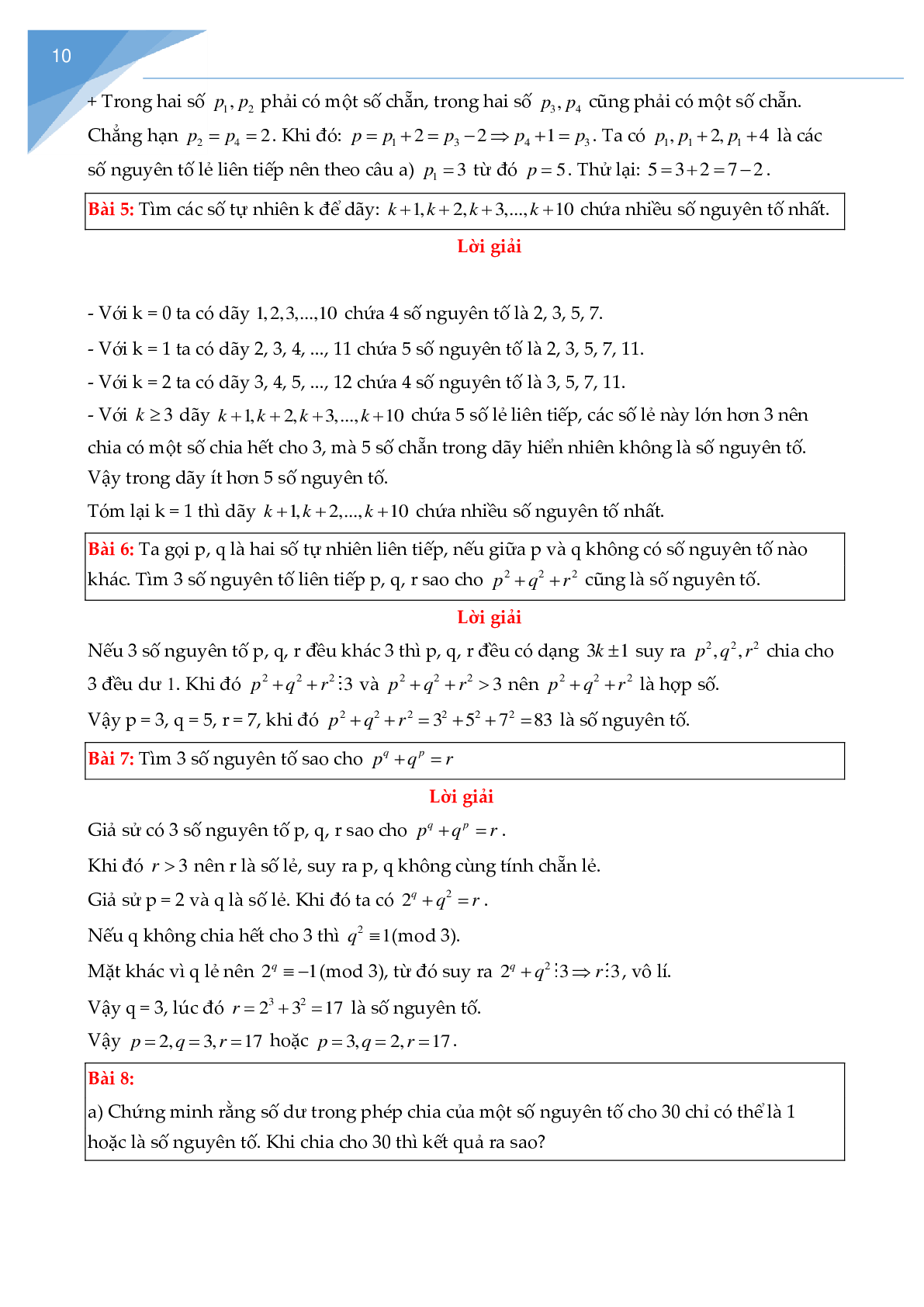Chuyên đề số nguyên tố, hợp số (trang 10)