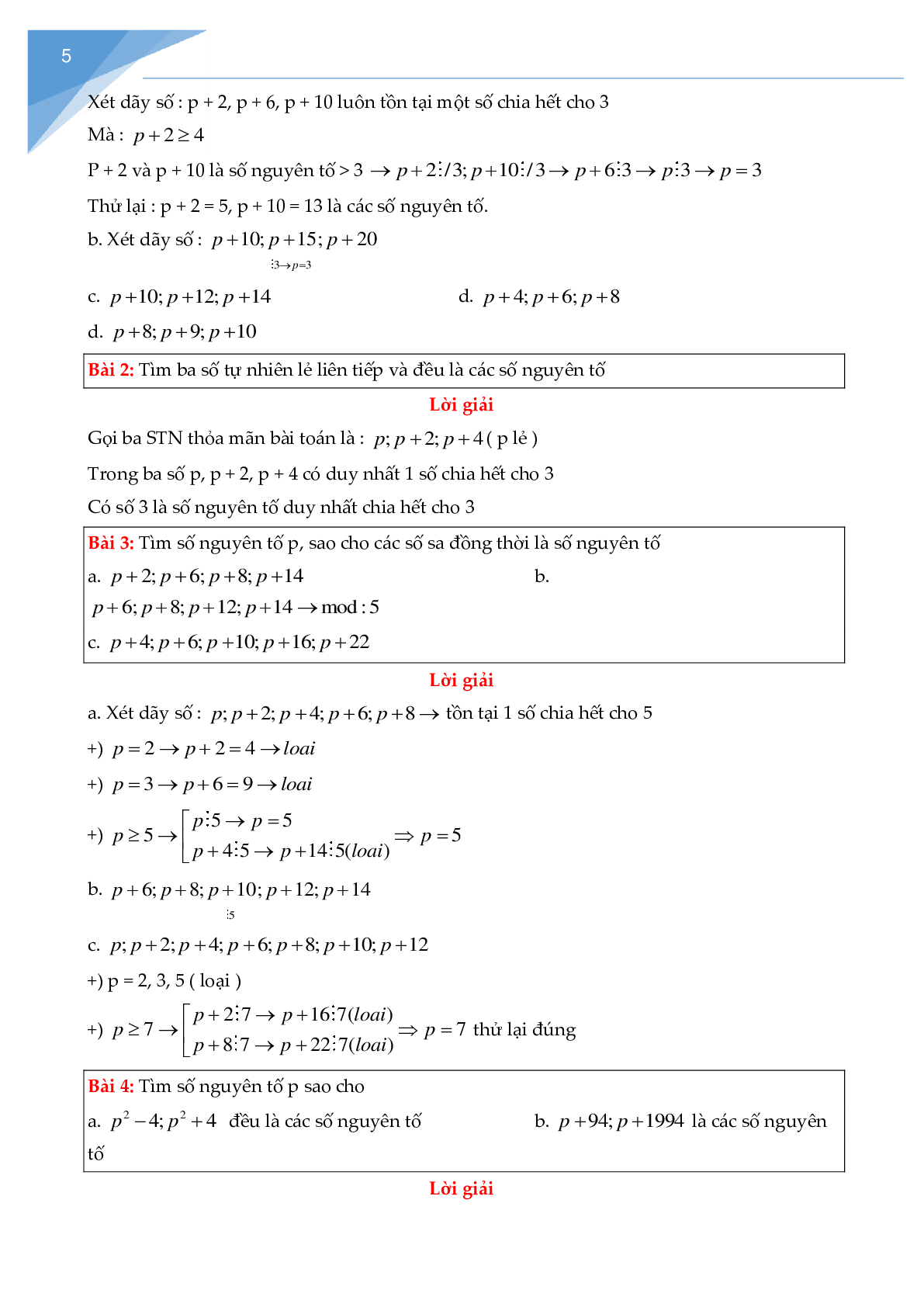 Chuyên đề số nguyên tố, hợp số (trang 5)