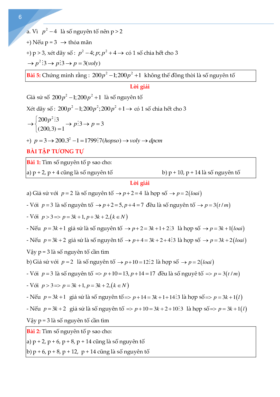 Chuyên đề số nguyên tố, hợp số (trang 6)