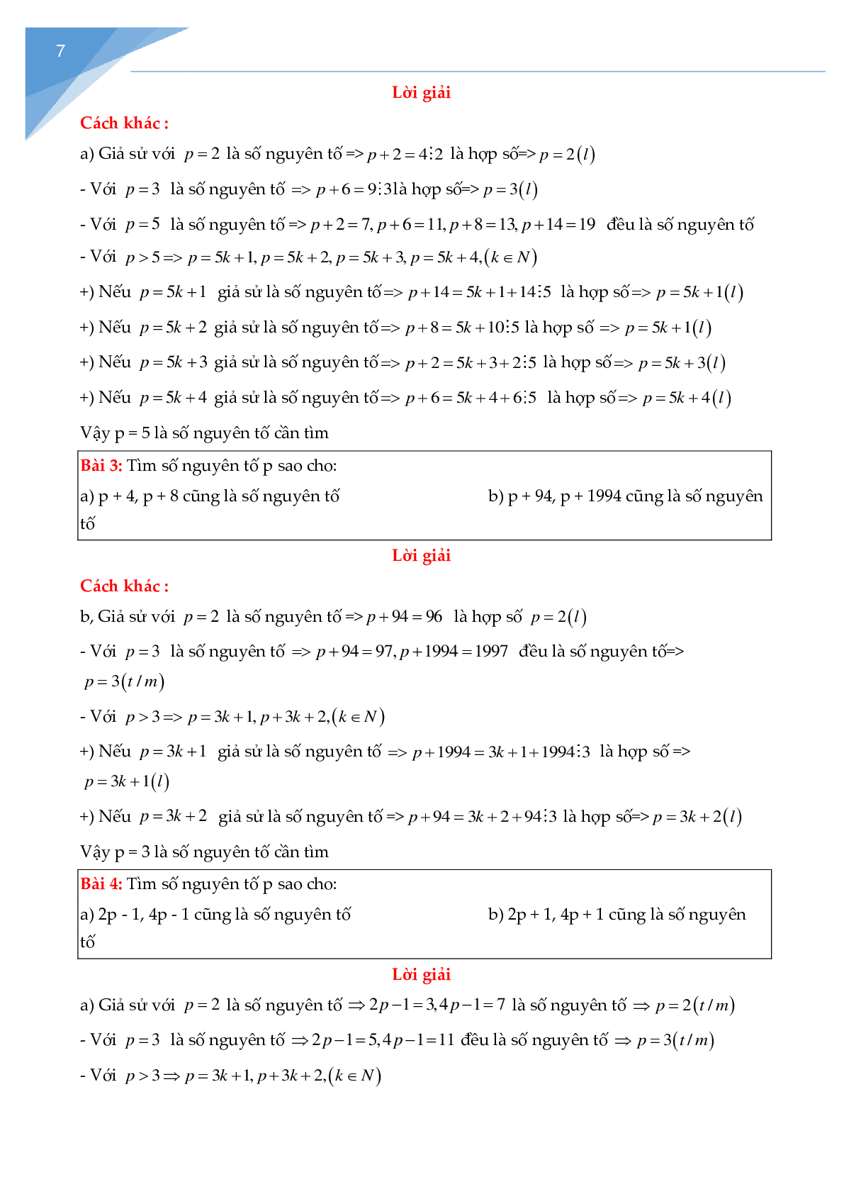 Chuyên đề số nguyên tố, hợp số (trang 7)