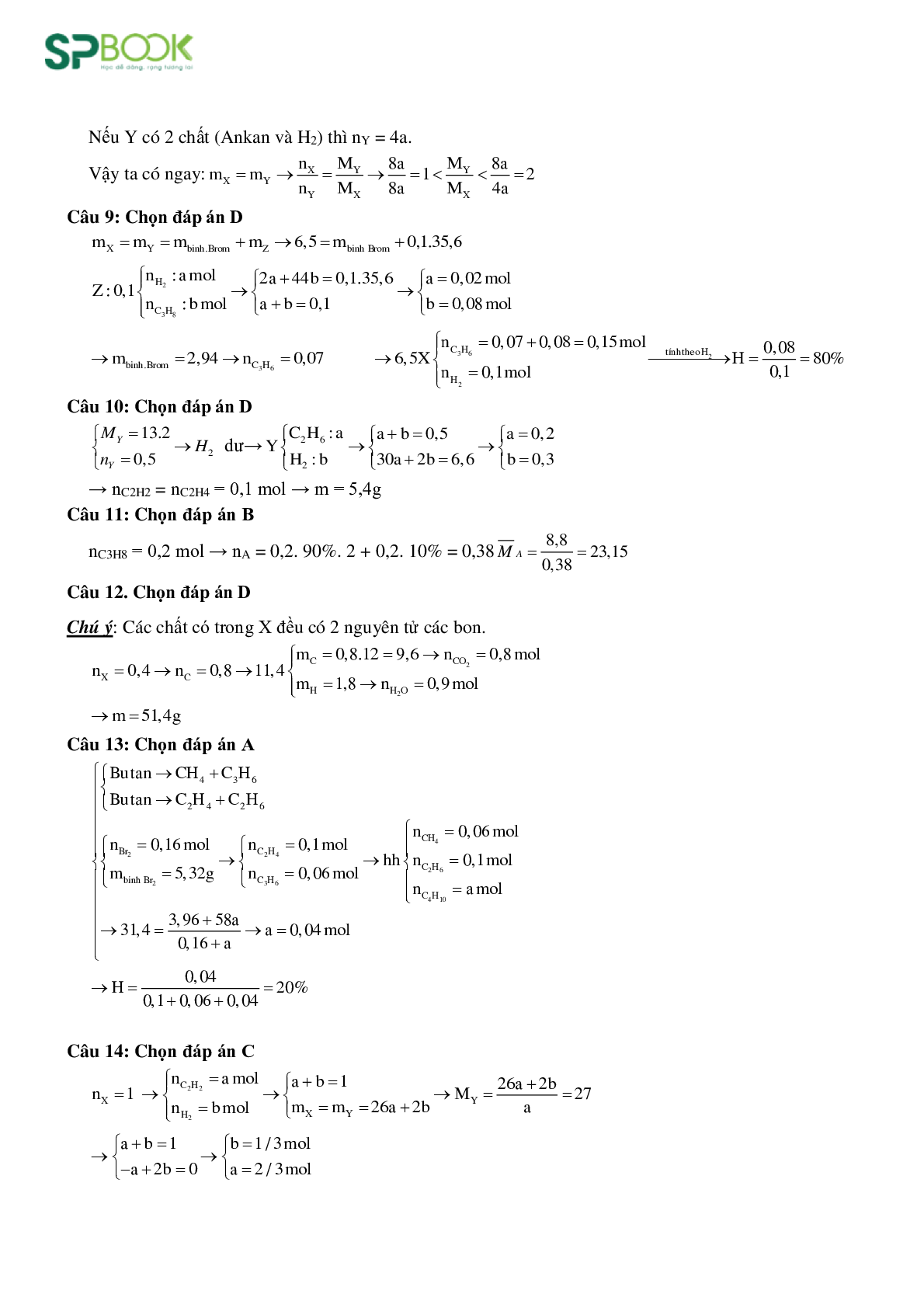 40 bài toán Hidrocacbon hay, lạ, khó môn Hóa lớp 11 có lời giải chi tiết (trang 6)