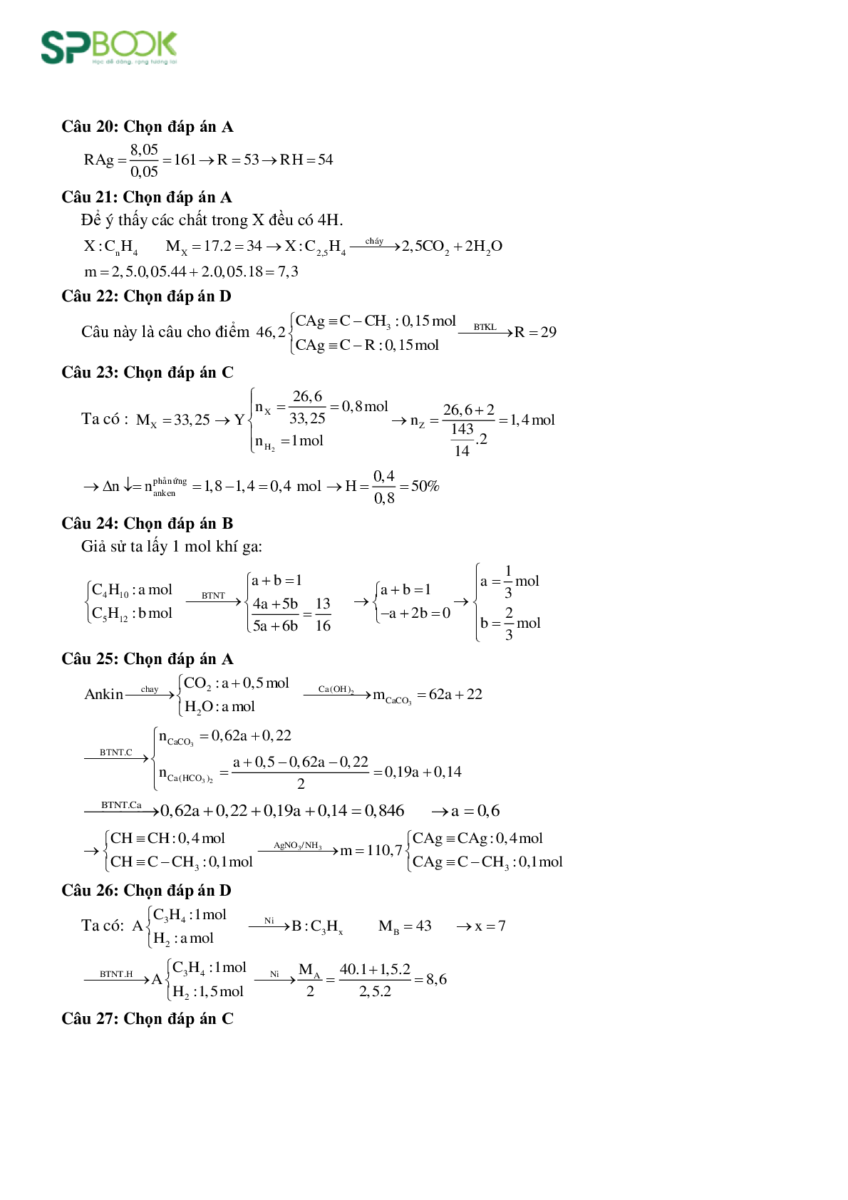 40 bài toán Hidrocacbon hay, lạ, khó môn Hóa lớp 11 có lời giải chi tiết (trang 8)