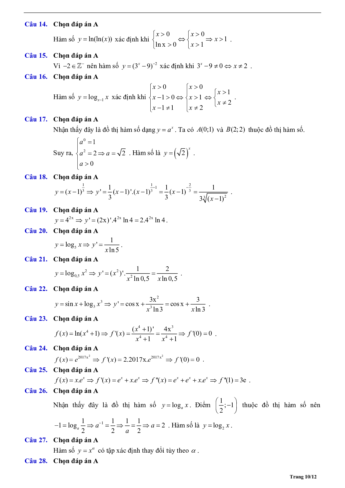 Phương pháp giải Hàm số mũ và Hàm số logarit 2023 (lý thuyết và bài tập) (trang 10)