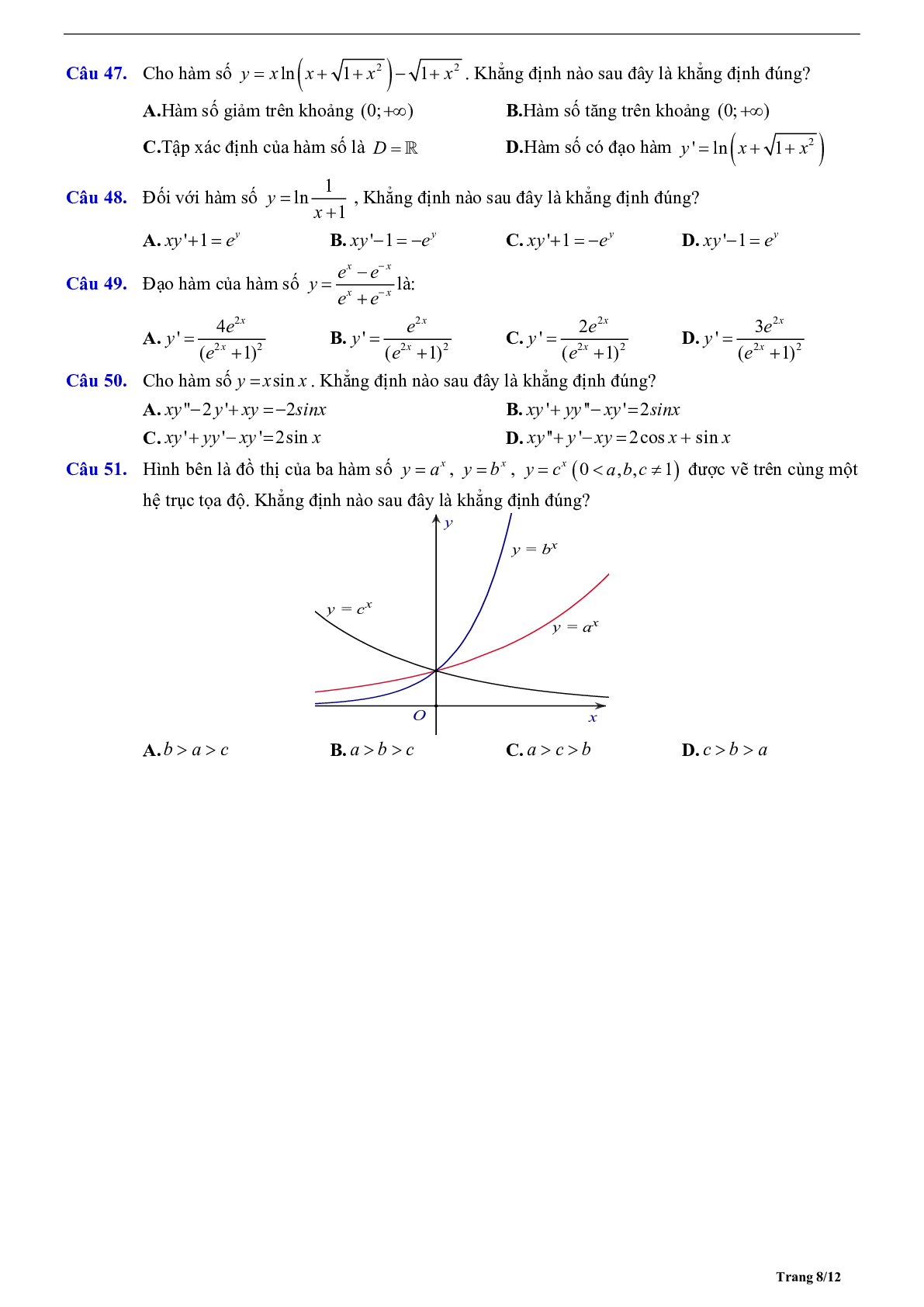 Phương pháp giải Hàm số mũ và Hàm số logarit 2023 (lý thuyết và bài tập) (trang 8)