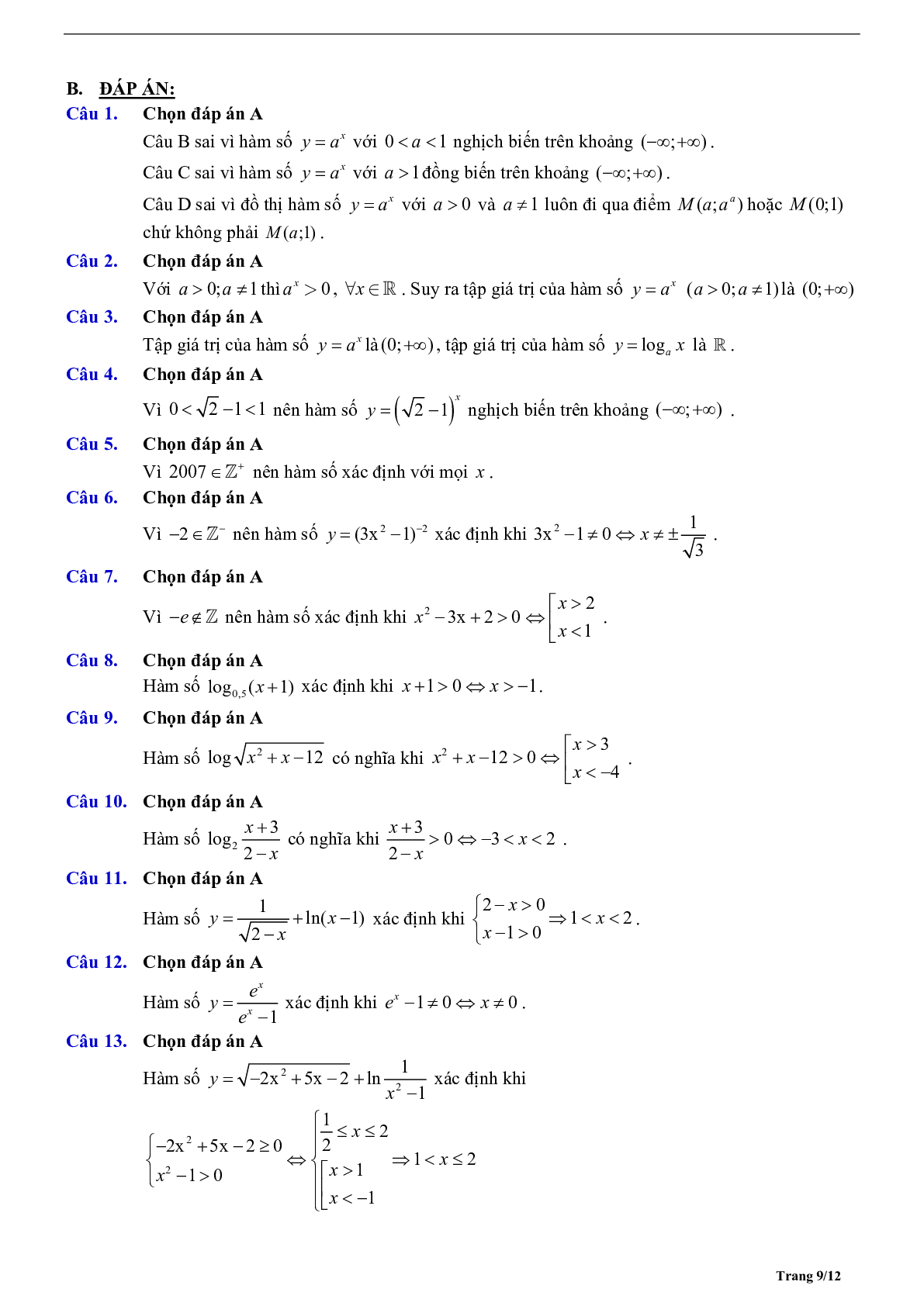 Phương pháp giải Hàm số mũ và Hàm số logarit 2023 (lý thuyết và bài tập) (trang 9)