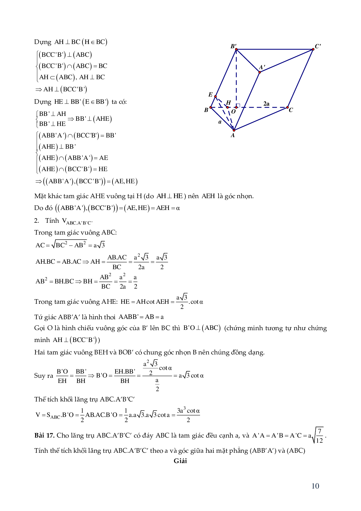 29 bài toán hình lăng trụ xiên - có đáp án chi tiêt (trang 10)