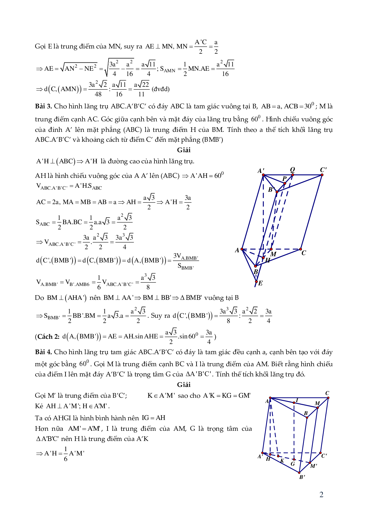 29 bài toán hình lăng trụ xiên - có đáp án chi tiêt (trang 2)