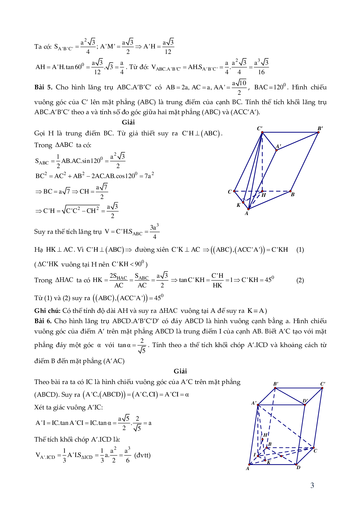 29 bài toán hình lăng trụ xiên - có đáp án chi tiêt (trang 3)