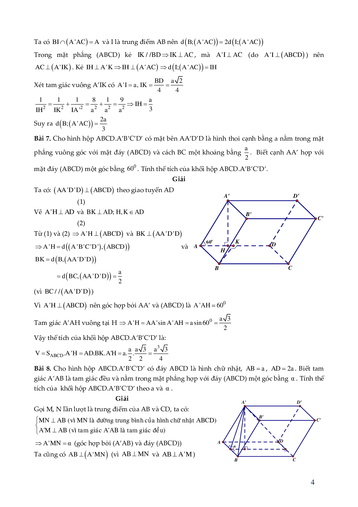 29 bài toán hình lăng trụ xiên - có đáp án chi tiêt (trang 4)
