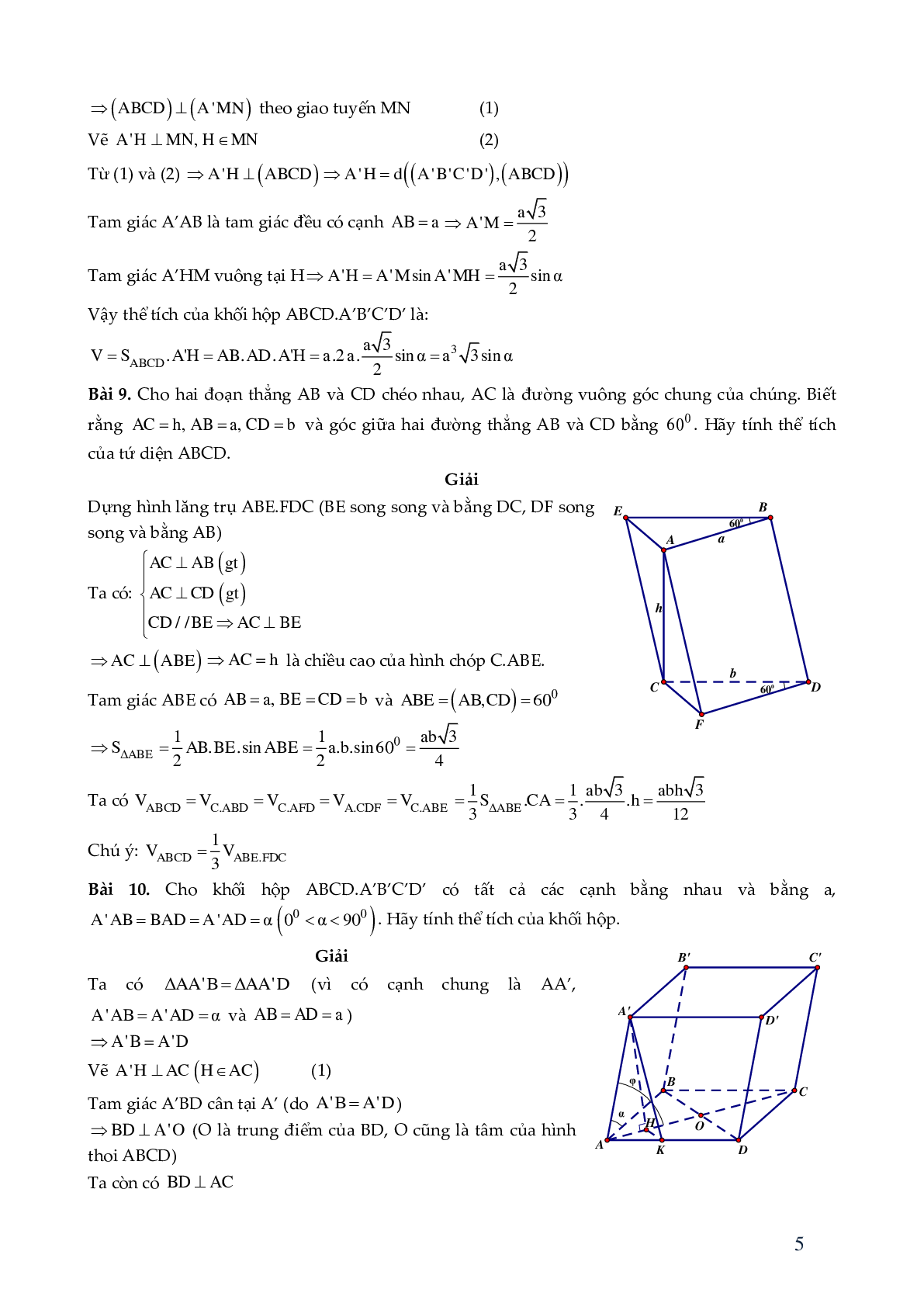 29 bài toán hình lăng trụ xiên - có đáp án chi tiêt (trang 5)