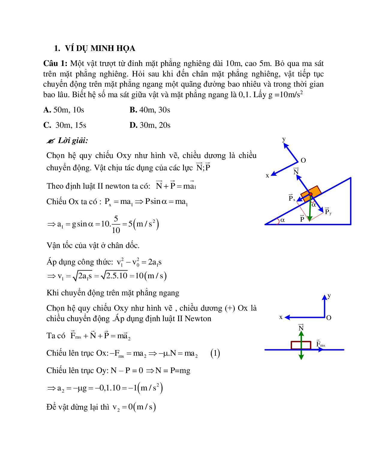 Bài tập về lực ma sát khi vật chuyển động trên mặt phẳng nghiêng có đáp án (trang 10)