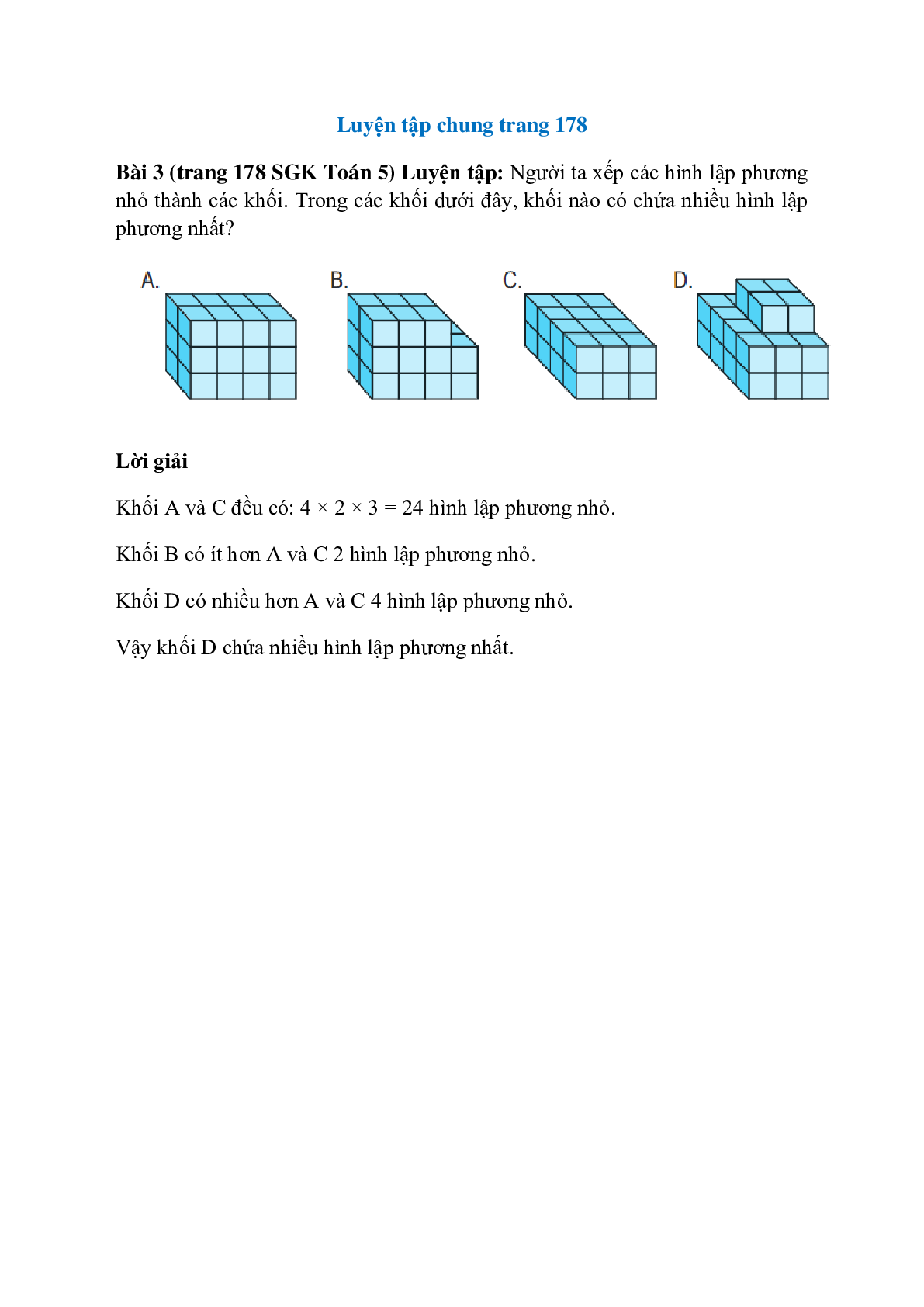 Người ta xếp các hình lập phương nhỏ thành các khối (trang 1)