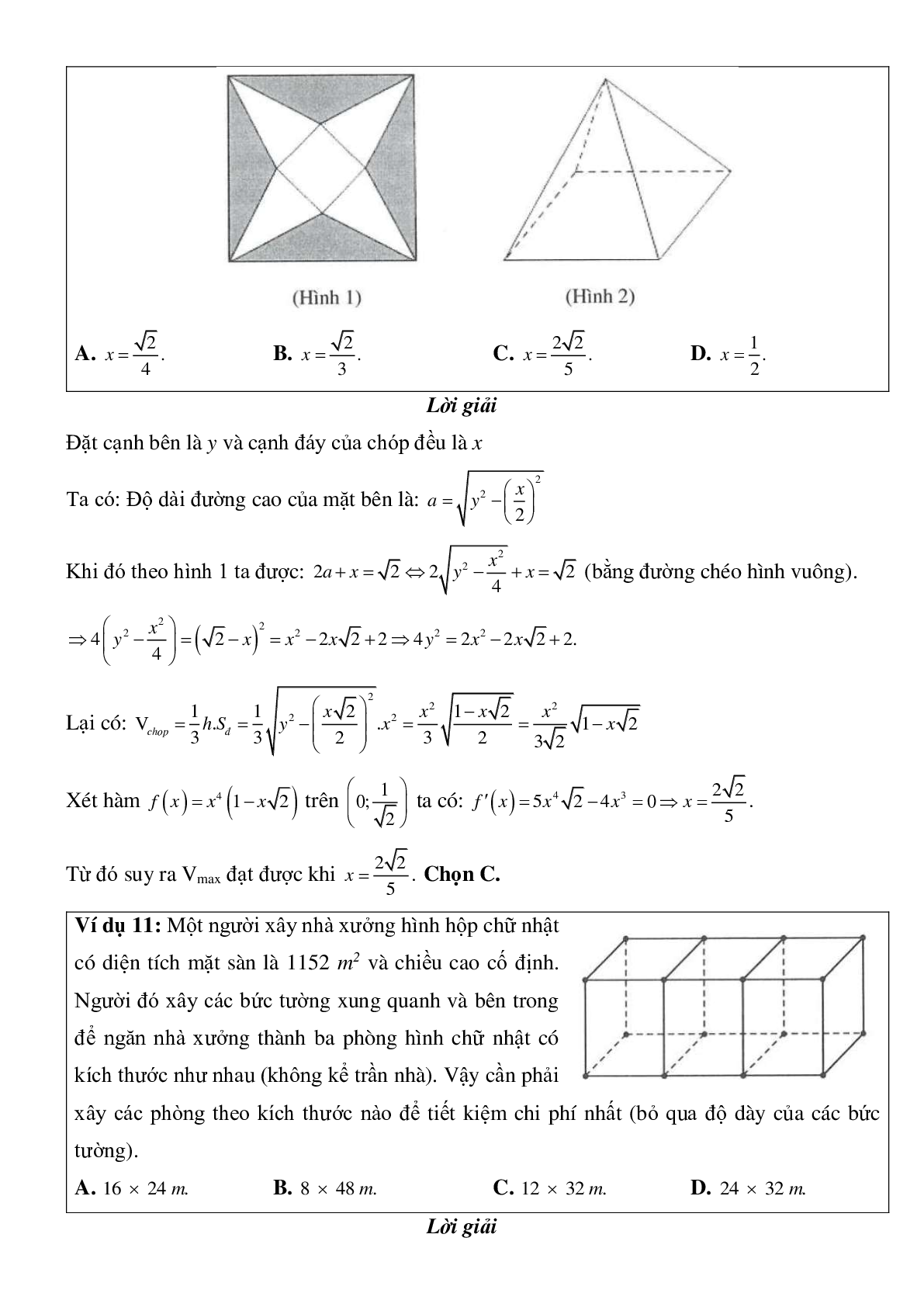 Bài toán thực tế hình không gian có đáp án (trang 7)