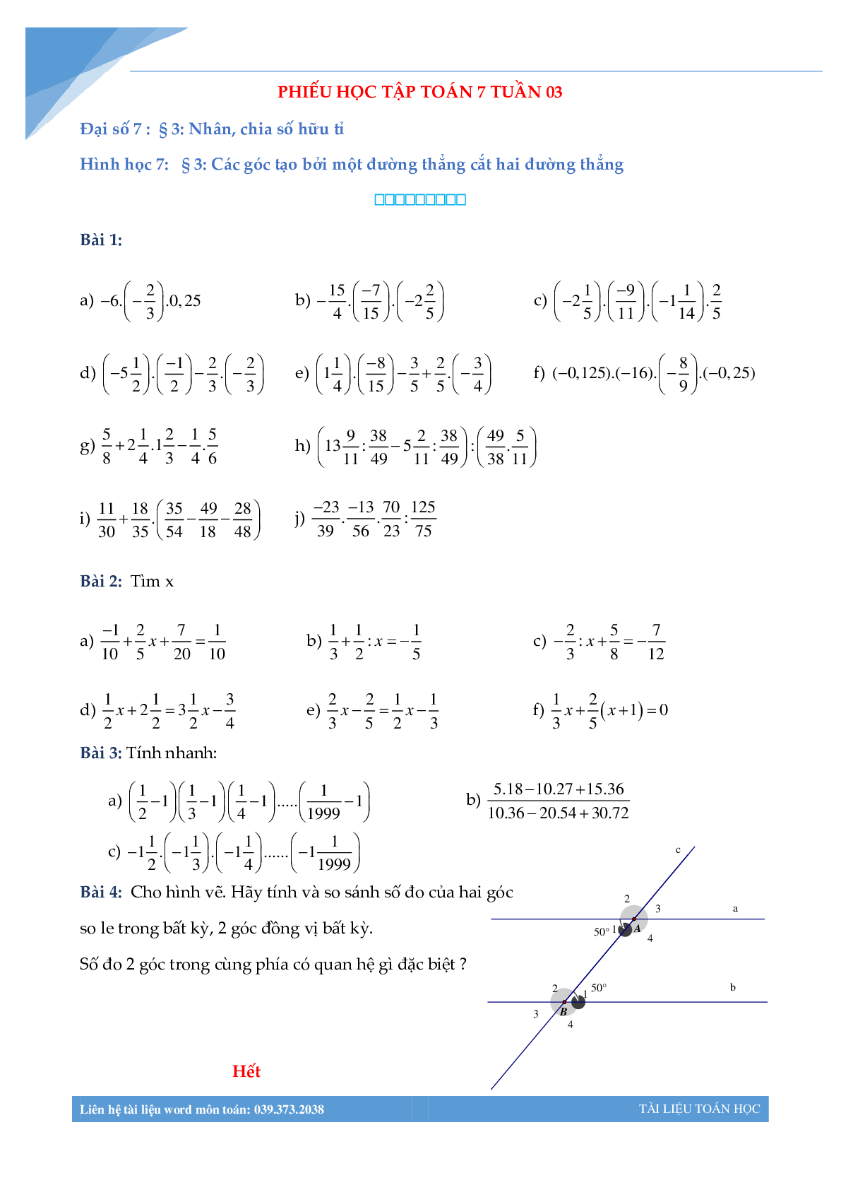 Bài tập tuần môn toán lớp 7 (trang 7)