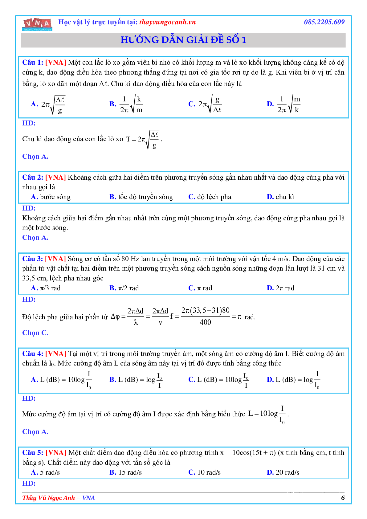 Tuyển tập các đề ôn thi học kì 1 môn Vật lí 12 (trang 6)