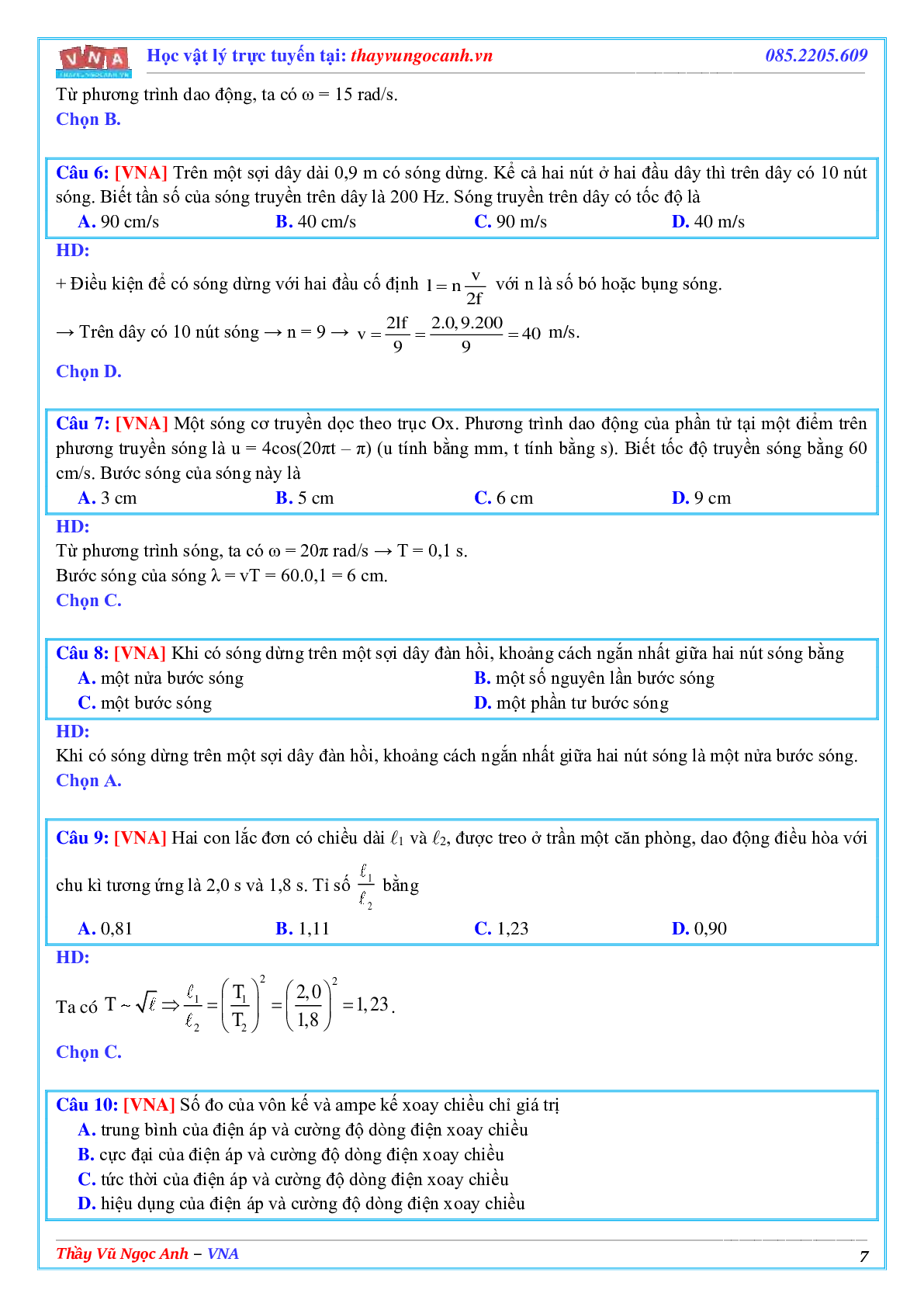 Tuyển tập các đề ôn thi học kì 1 môn Vật lí 12 (trang 7)