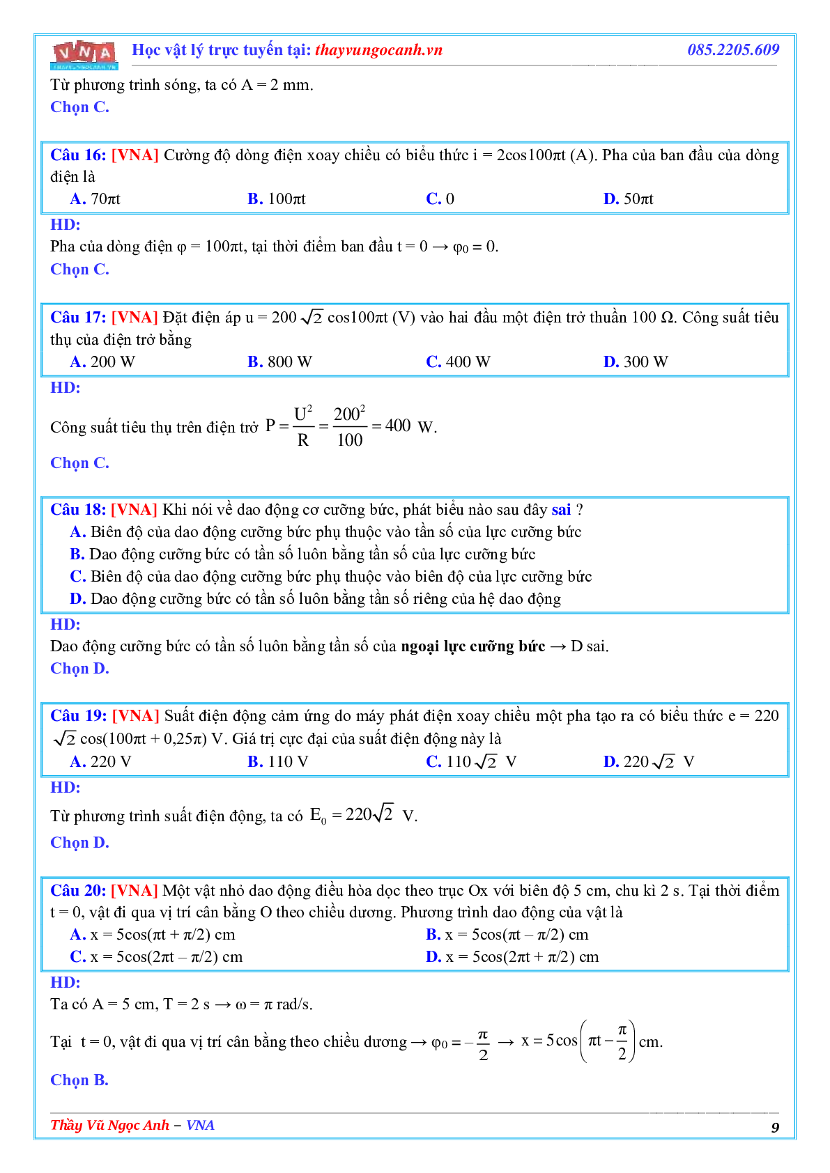 Tuyển tập các đề ôn thi học kì 1 môn Vật lí 12 (trang 9)