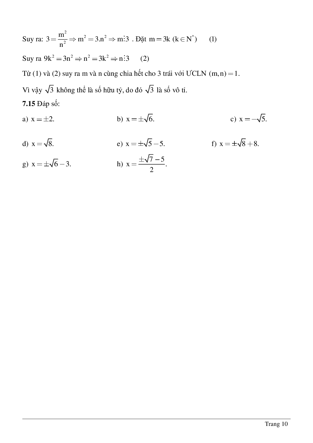 Hệ thống bài tập về Số vô tỉ - Khái niệm về căn bậc hai - Số thực có lời giải (trang 10)