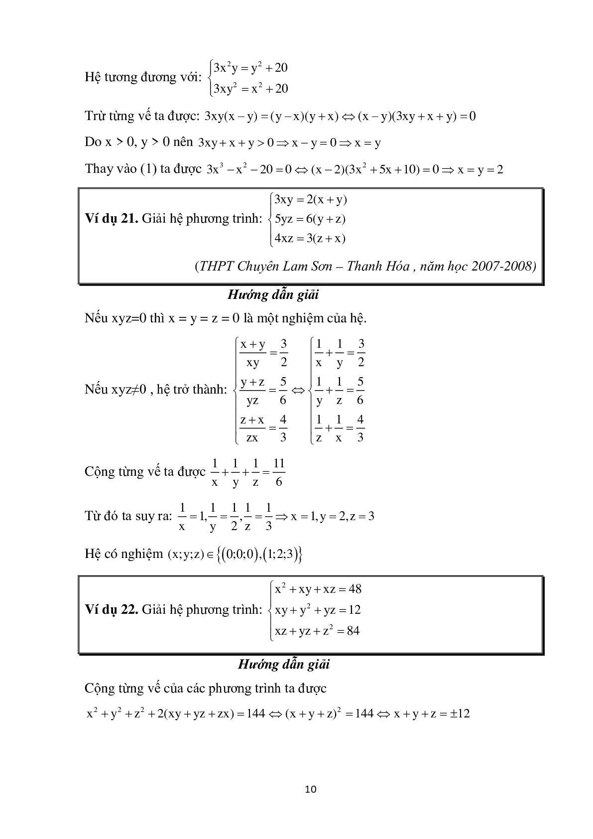 Chuyên đề hệ phương trình bồi dưỡng hệ phương trình (trang 10)