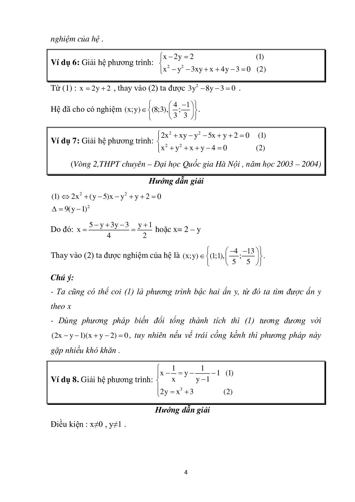 Chuyên đề hệ phương trình bồi dưỡng hệ phương trình (trang 4)