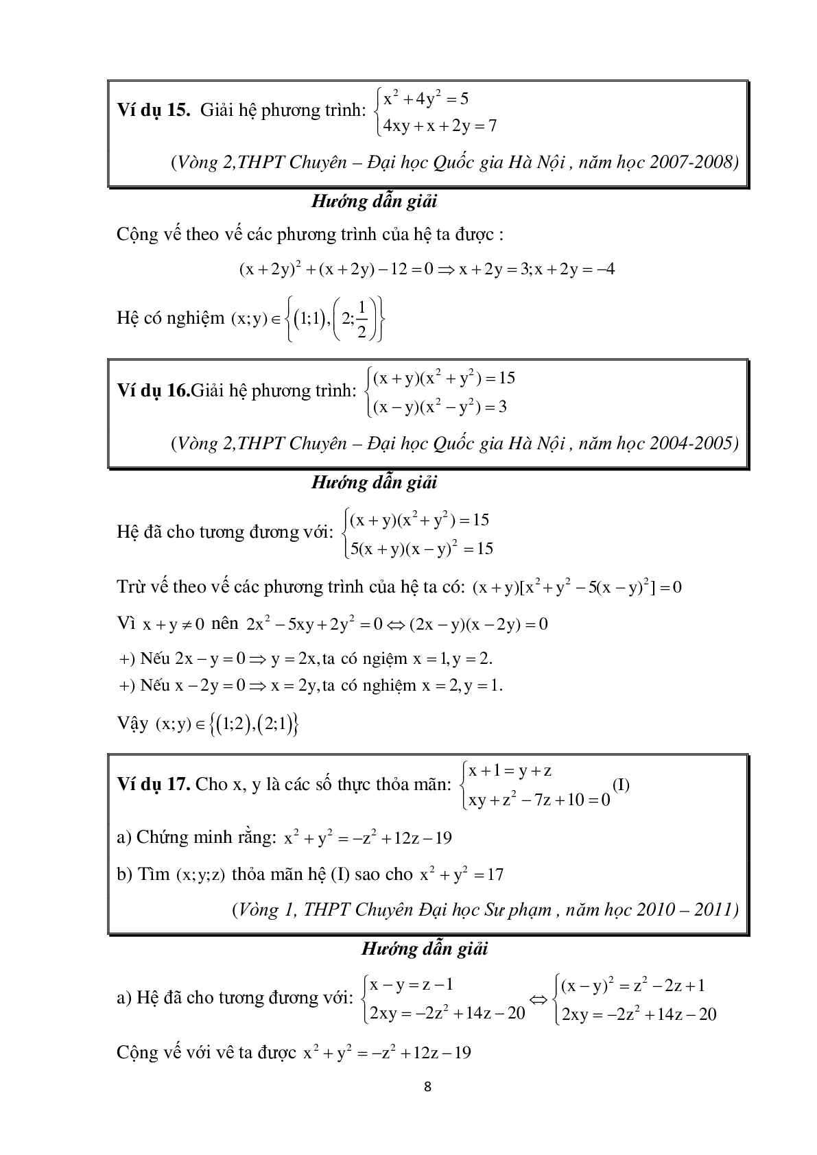 Chuyên đề hệ phương trình bồi dưỡng hệ phương trình (trang 8)