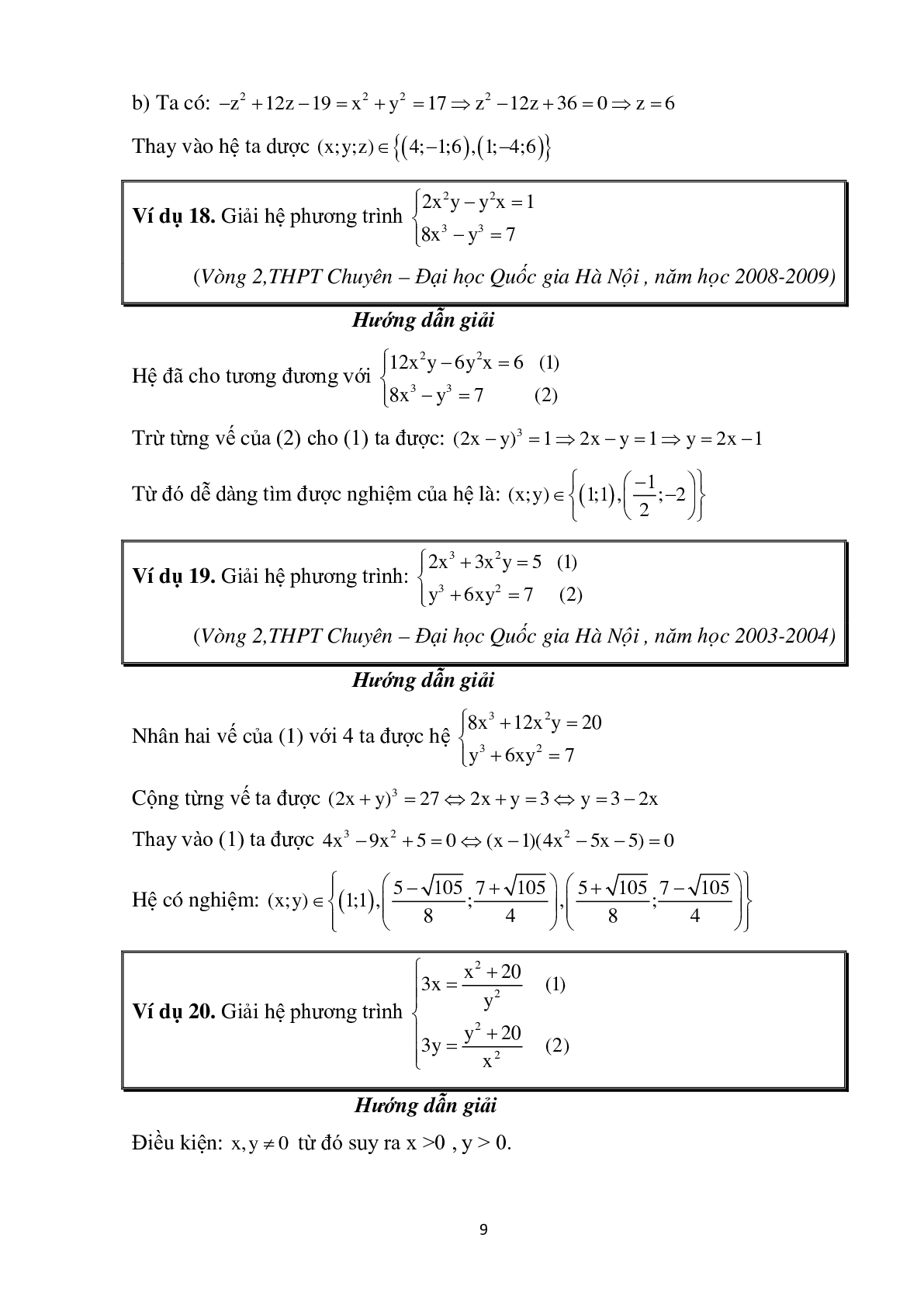 Chuyên đề hệ phương trình bồi dưỡng hệ phương trình (trang 9)