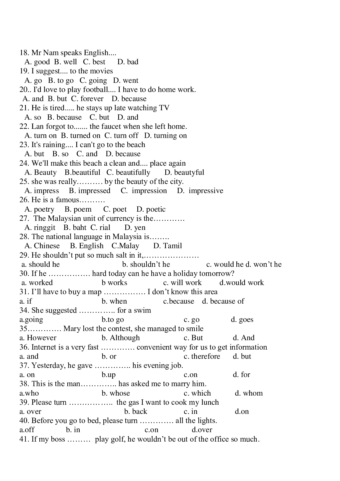 Tổng hợp 400 câu trắc nghiệm ôn tập Tiếng anh 9 có đáp án, chọn lọc (trang 2)