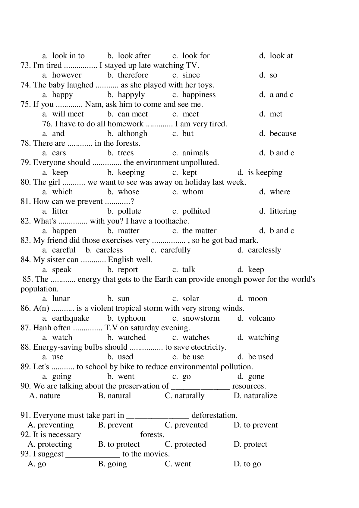 Tổng hợp 400 câu trắc nghiệm ôn tập Tiếng anh 9 có đáp án, chọn lọc (trang 4)