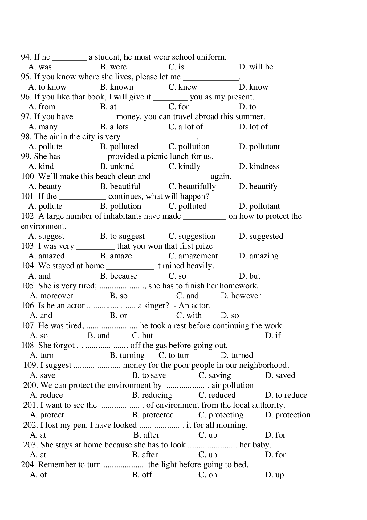 Tổng hợp 400 câu trắc nghiệm ôn tập Tiếng anh 9 có đáp án, chọn lọc (trang 5)