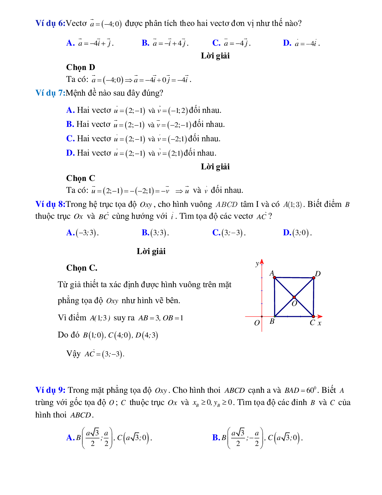 Bài tập Tìm tọa độ của một điểm, tọa độ vecto có đáp án (trang 3)