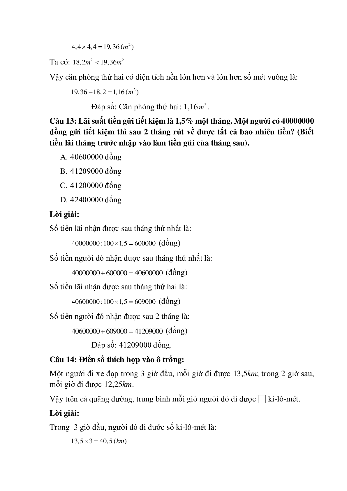 14 câu Trắc nghiệm Ôn tập về phép nhân có đáp án 2023 – Toán lớp 5 (trang 6)