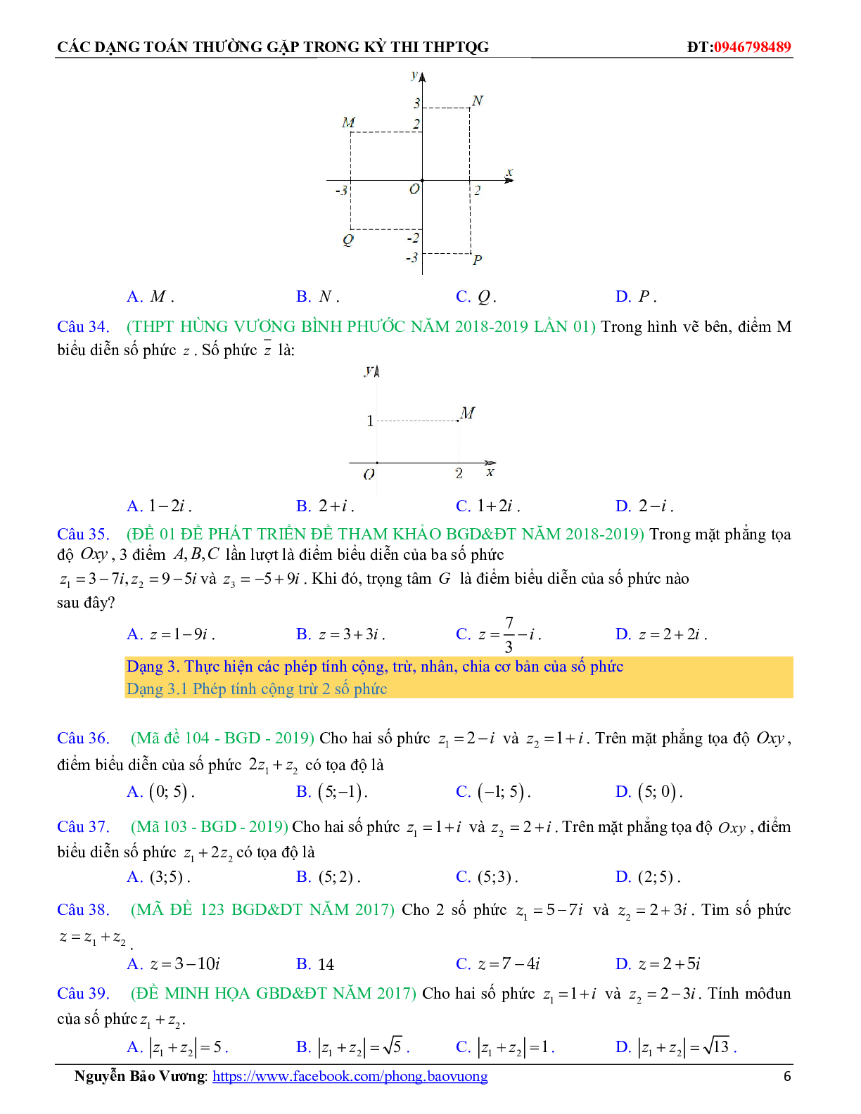 Các dạng toán về số phức thường gặp trong kỳ thi THPTQG (trang 6)