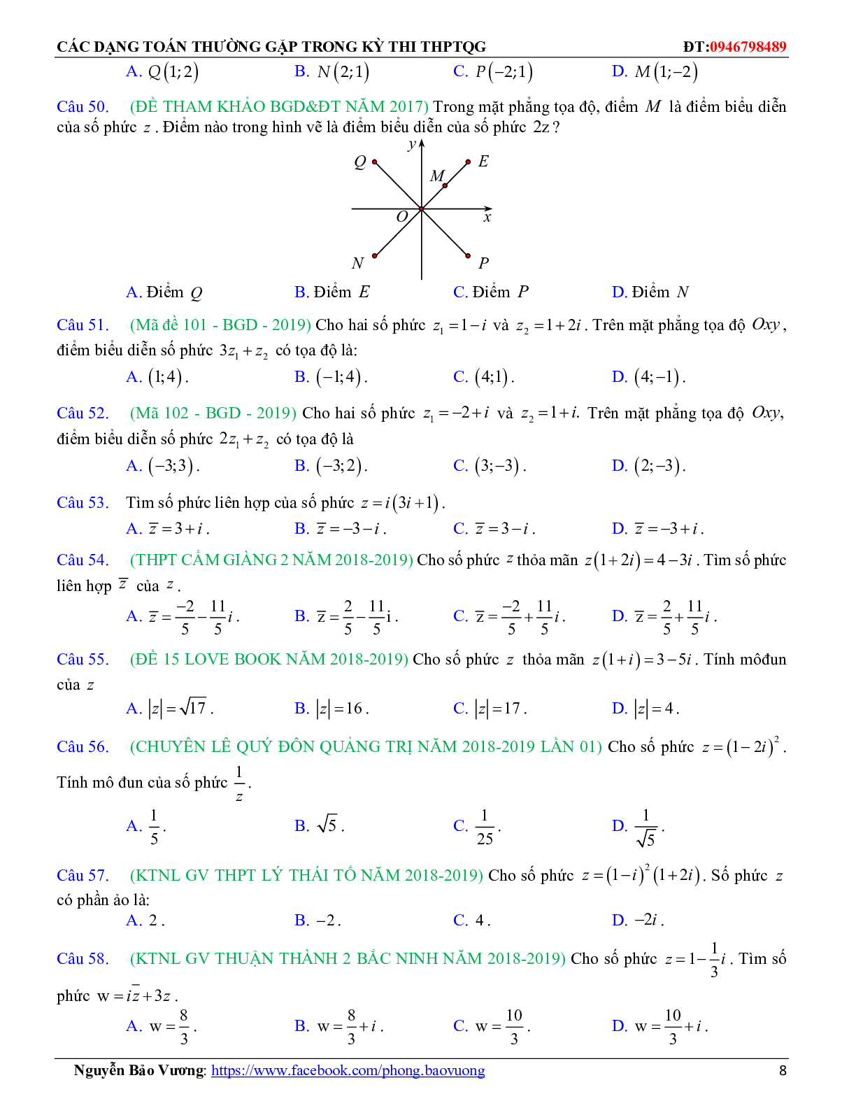 Các dạng toán về số phức thường gặp trong kỳ thi THPTQG (trang 8)