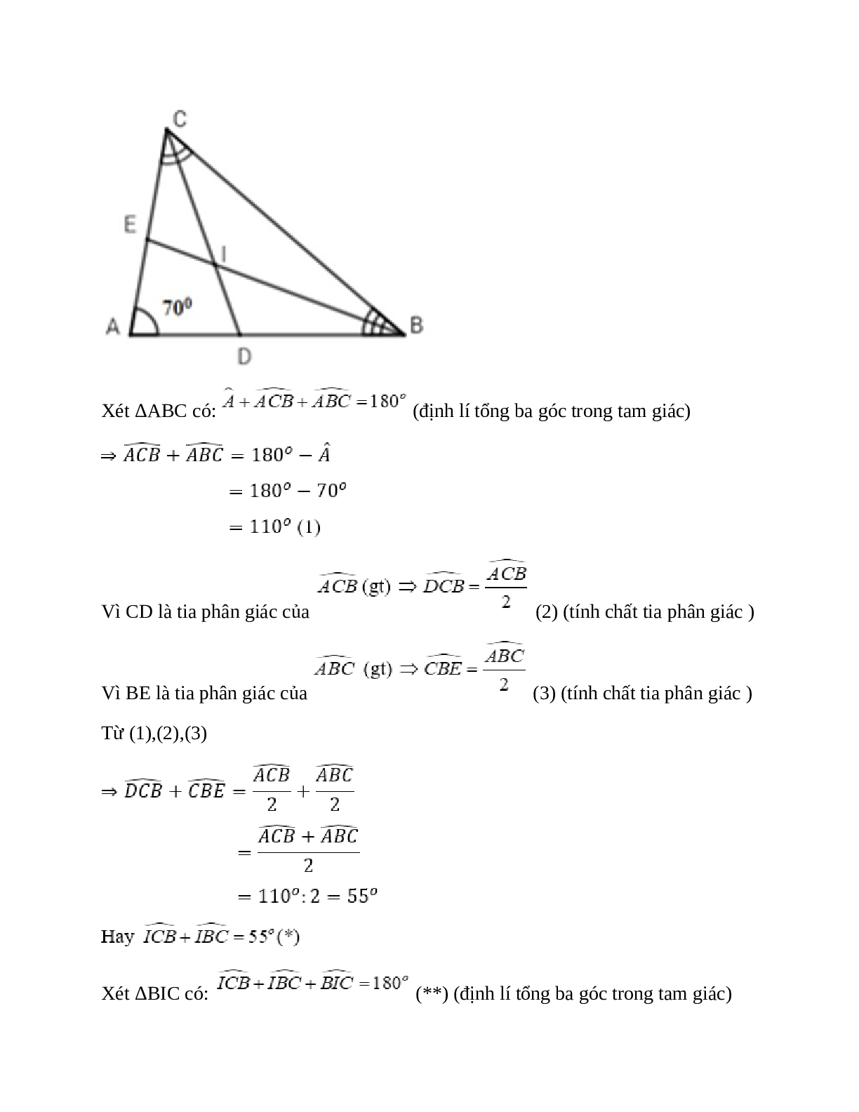 Trắc nghiệm Tính chất ba đường phân giác của tam giác có đáp án – Toán lớp 7 (trang 2)