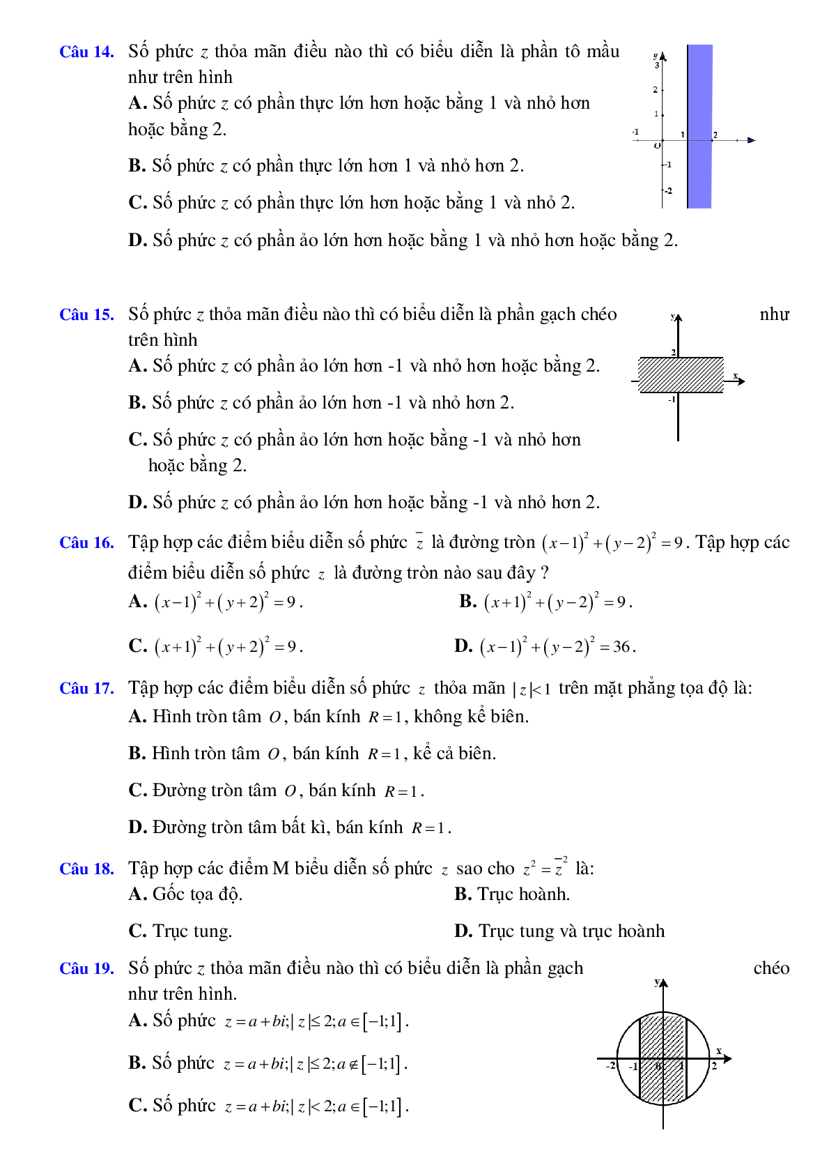 50 Bài tập trắc nghiệm Biểu diễn số phức và tìm tập hợp điểm có đáp án 2023 (trang 3)