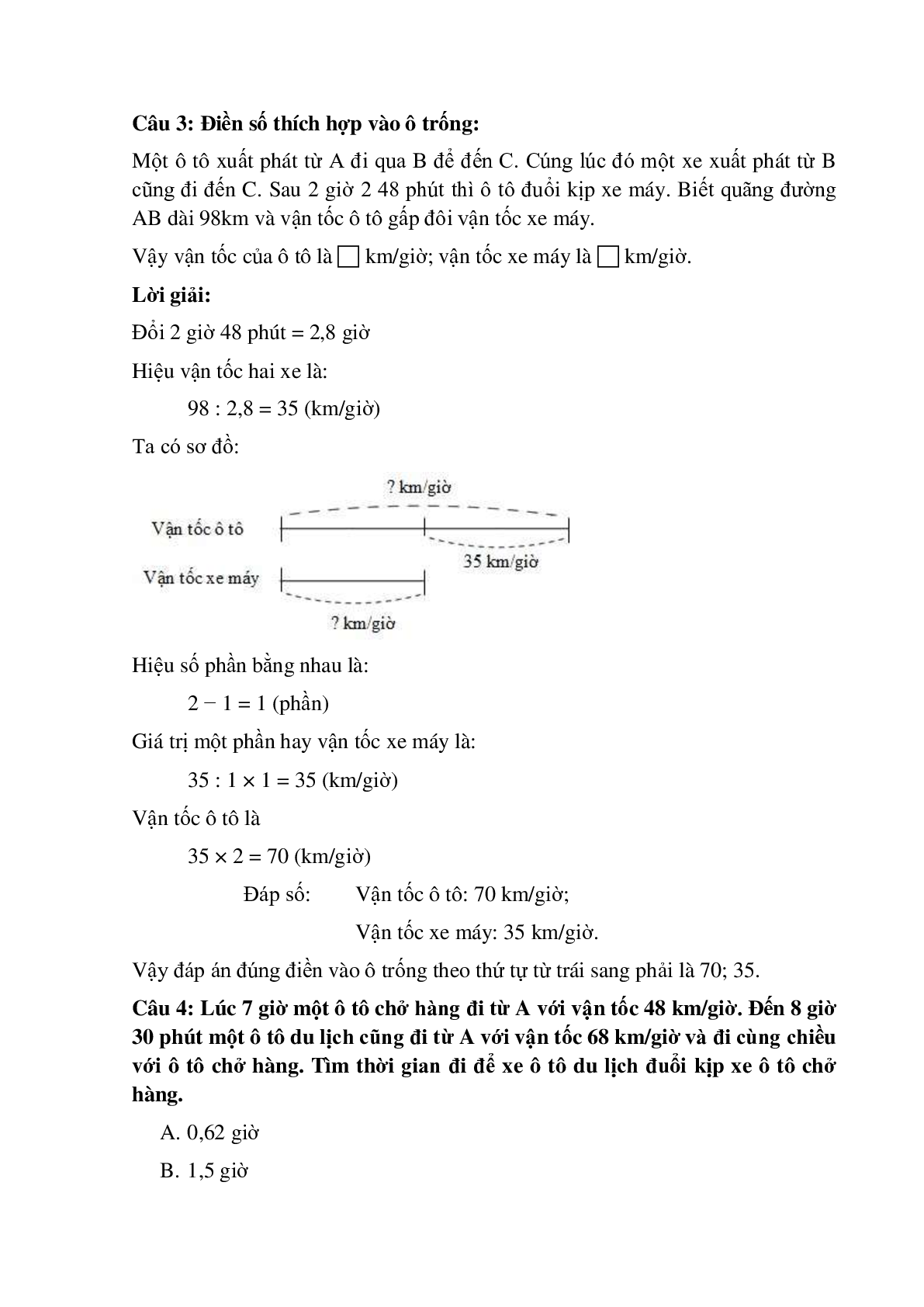 11 câu Trắc nghiệm Hai vật chuyển động cùng chiều có đáp án 2023 – Toán lớp 5 (trang 2)