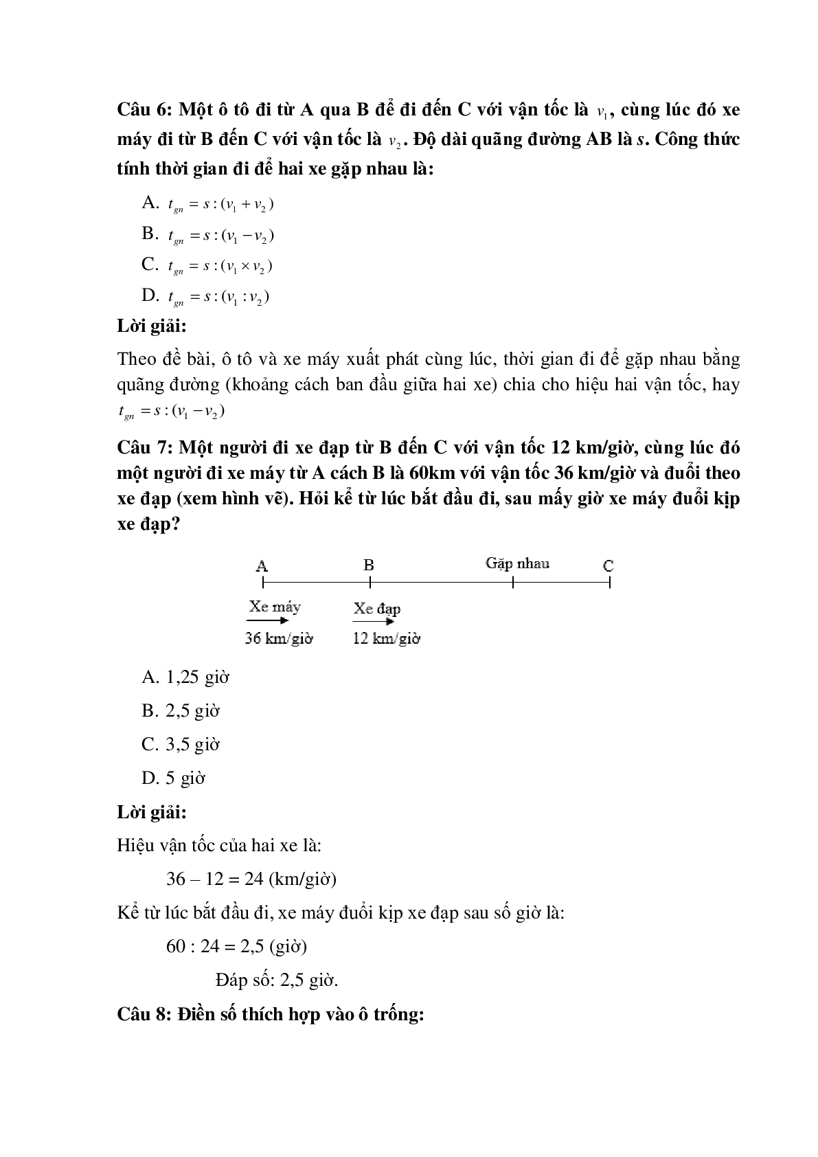 11 câu Trắc nghiệm Hai vật chuyển động cùng chiều có đáp án 2023 – Toán lớp 5 (trang 4)