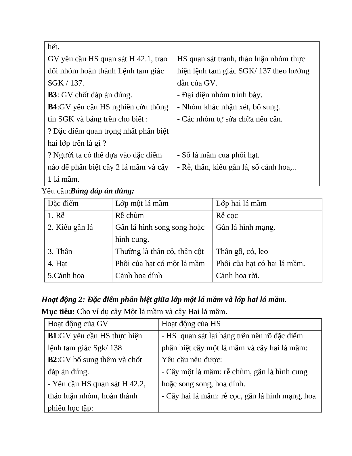 Giáo án Sinh học 6 Bài 42: Lớp Hai lá mầm và lớp Một lá mầm mới nhất (trang 3)