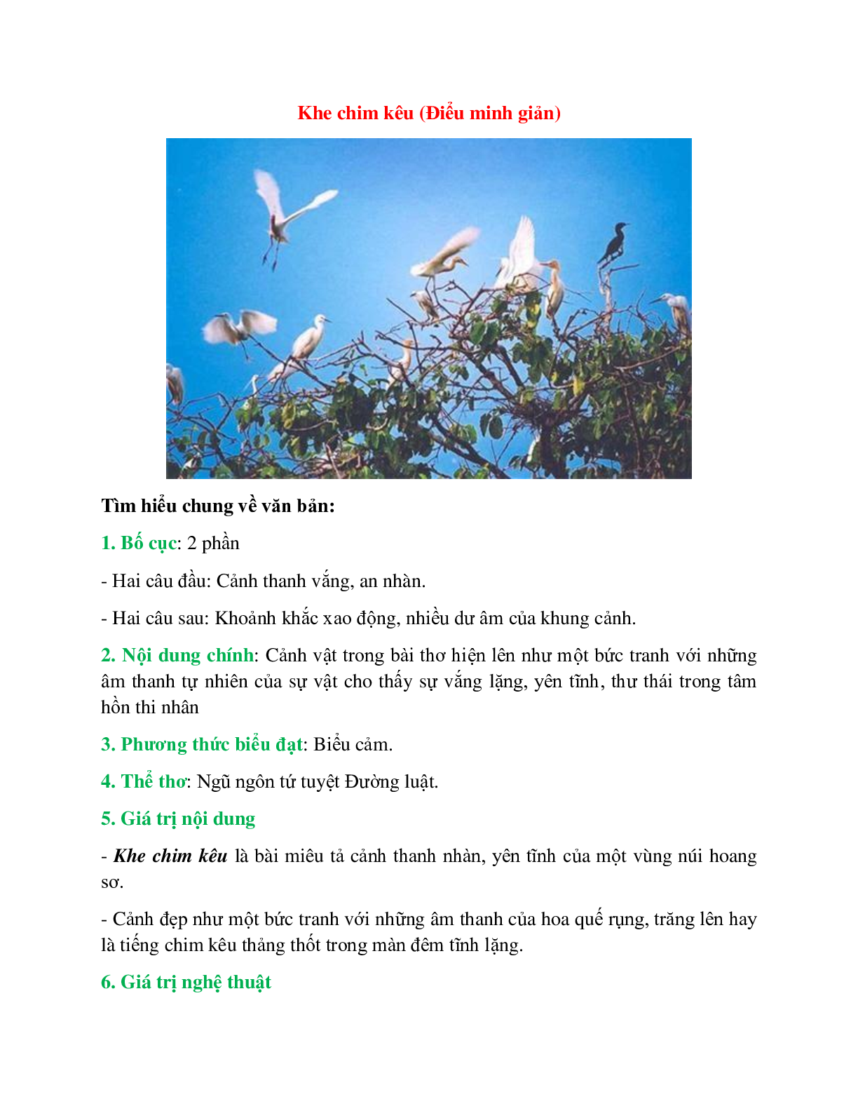 Khe chim kêu – Ngữ văn lớp 10 (trang 1)