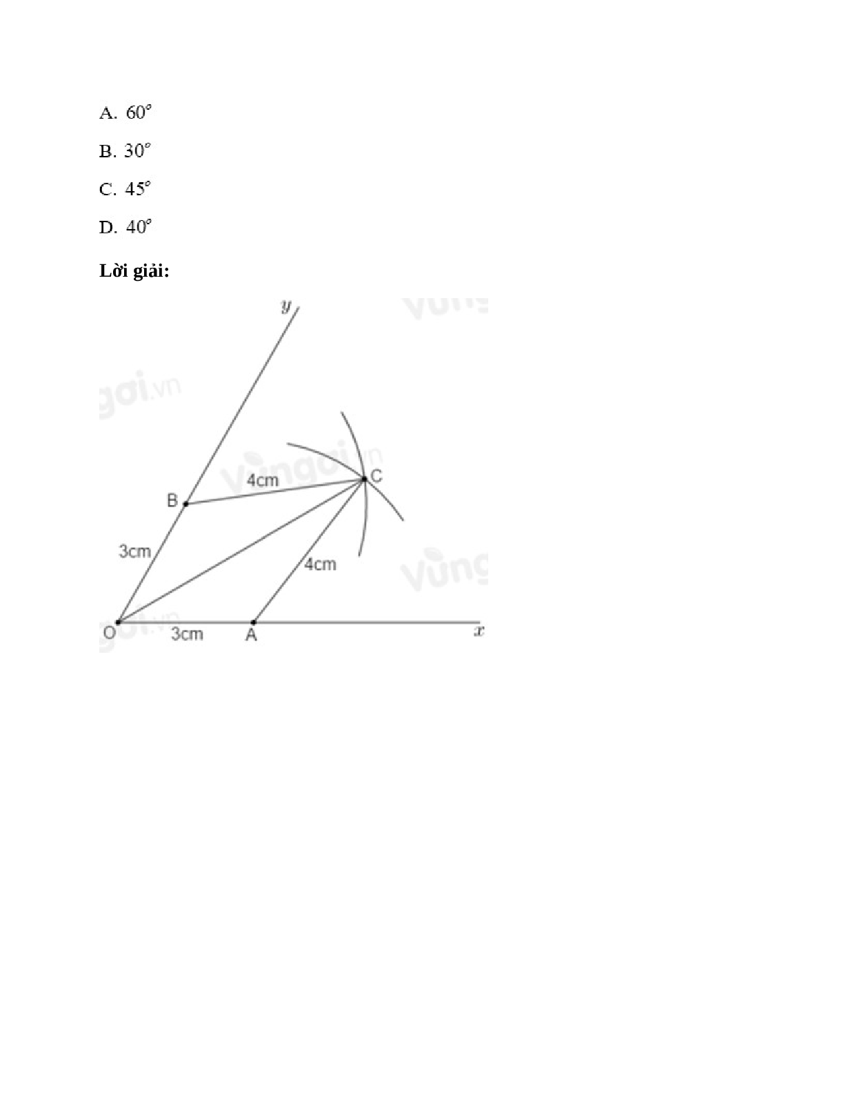 Trắc nghiệm Trường hợp bằng nhau thứ nhất của tam giác: cạnh - cạnh - cạnh (c.c.c) có đáp án – Toán lớp 12 (trang 10)
