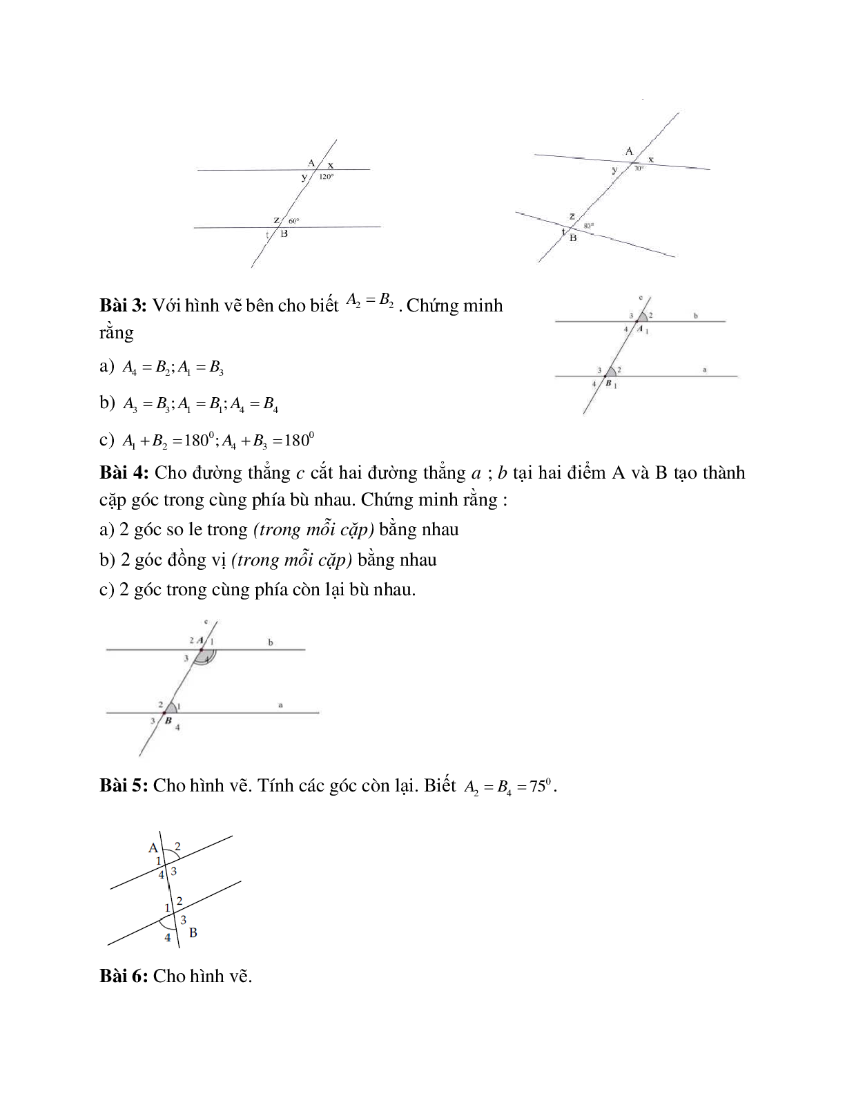 Phương pháp giải và bài tập về Các góc tạo bởi một đường thẳng cắt hai đường thẳng chọn lọc (trang 2)