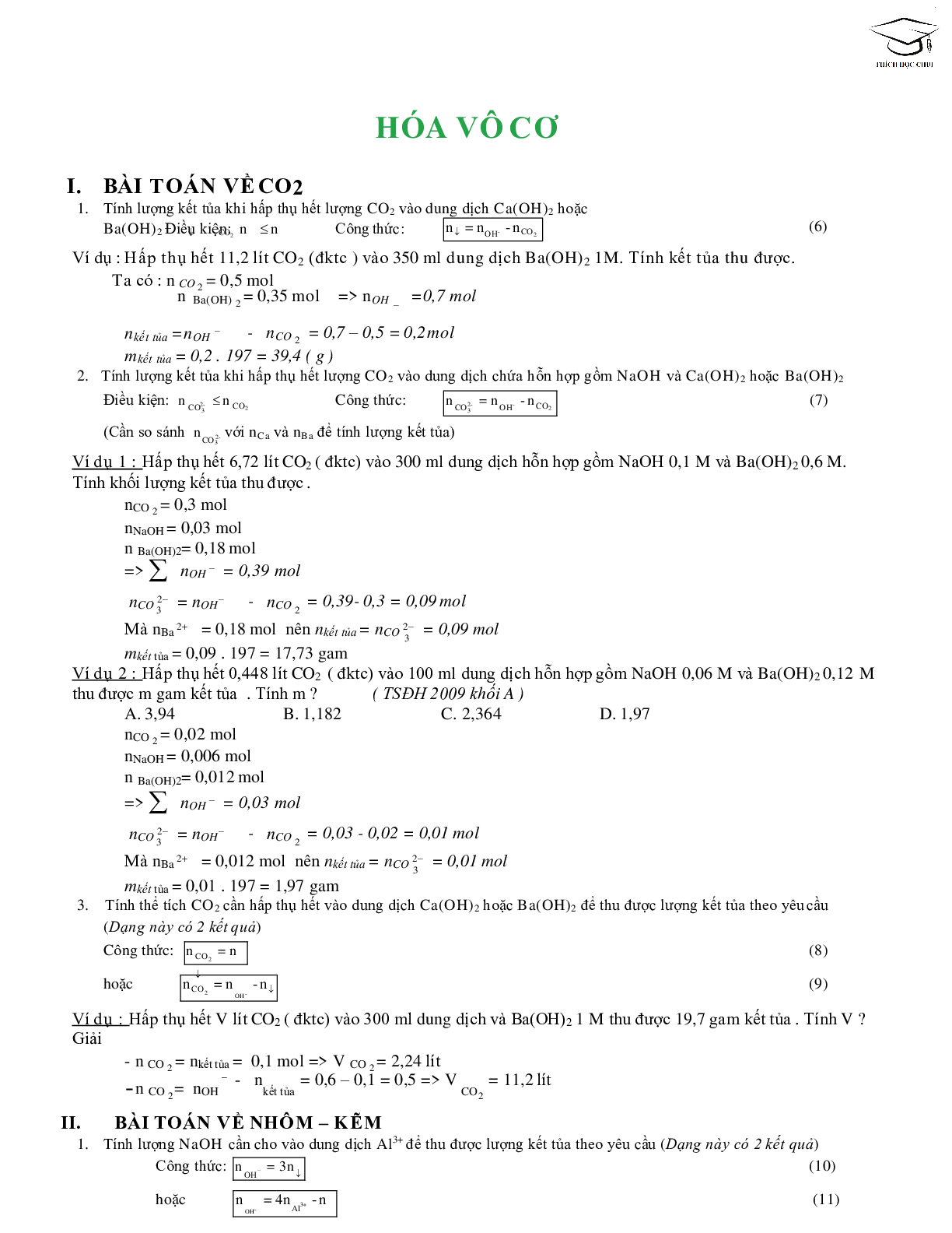 68 công thức giải nhanh bài tập trắc nghiệm môn hóa học lớp 12 (trang 2)