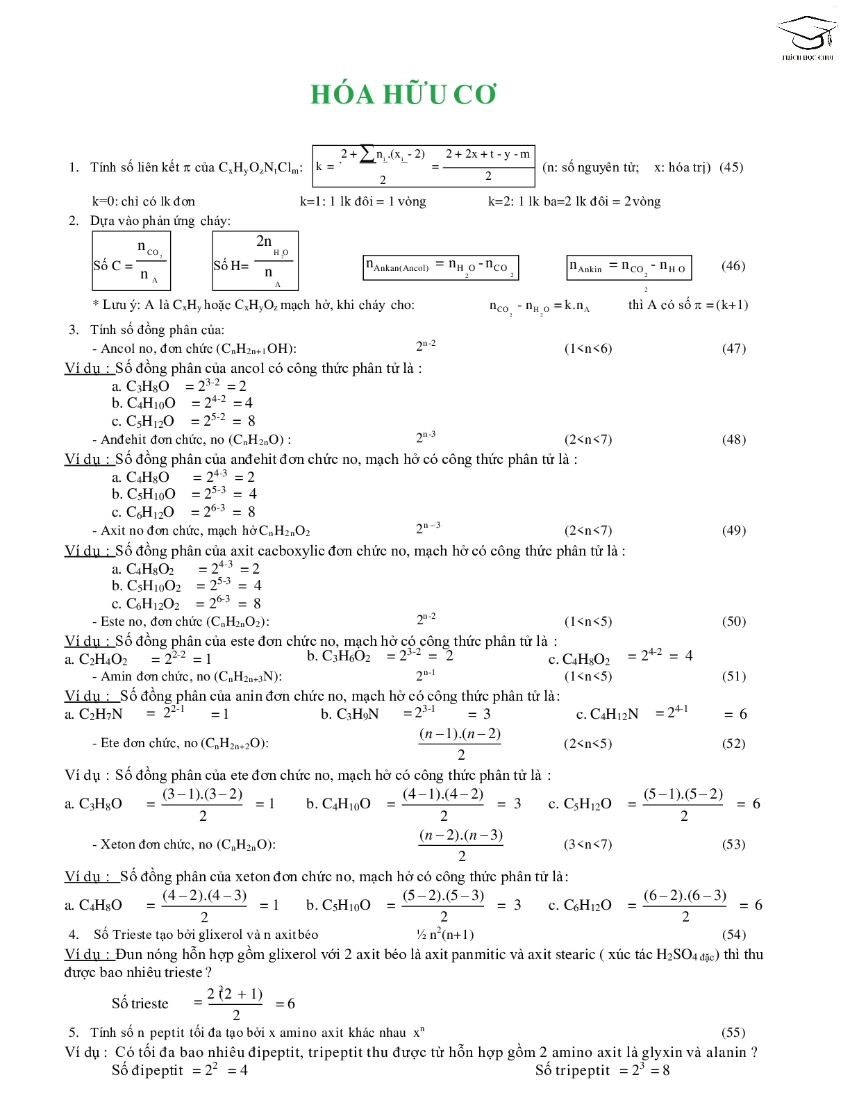 68 công thức giải nhanh bài tập trắc nghiệm môn hóa học lớp 12 (trang 7)