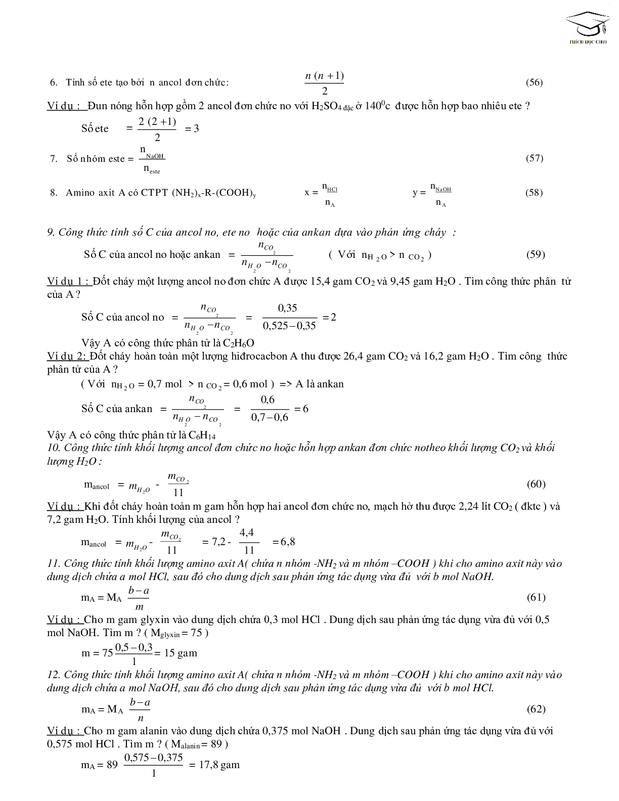 68 công thức giải nhanh bài tập trắc nghiệm môn hóa học lớp 12 (trang 8)