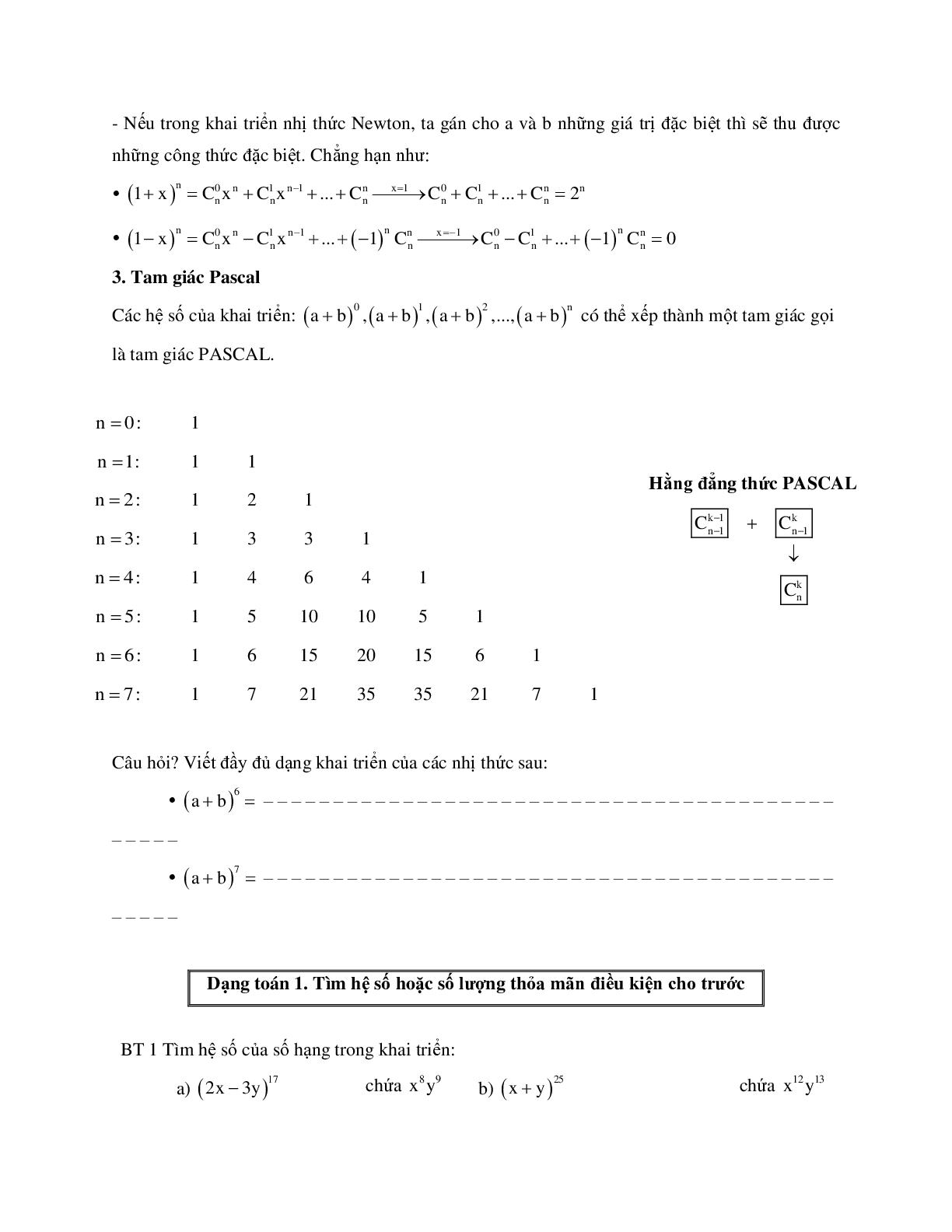 Phương pháp giải về Nhị thức Newton 2023 (lý thuyết va bài tập) (trang 2)
