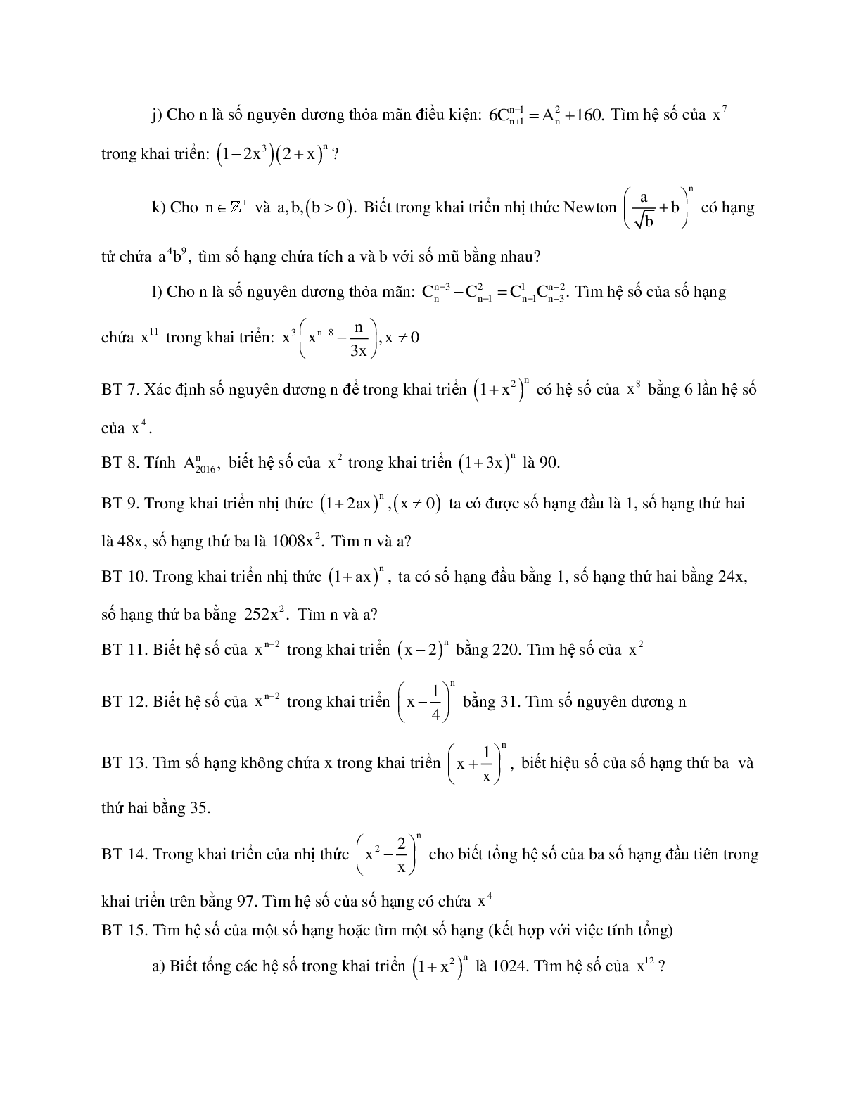 Phương pháp giải về Nhị thức Newton 2023 (lý thuyết va bài tập) (trang 5)