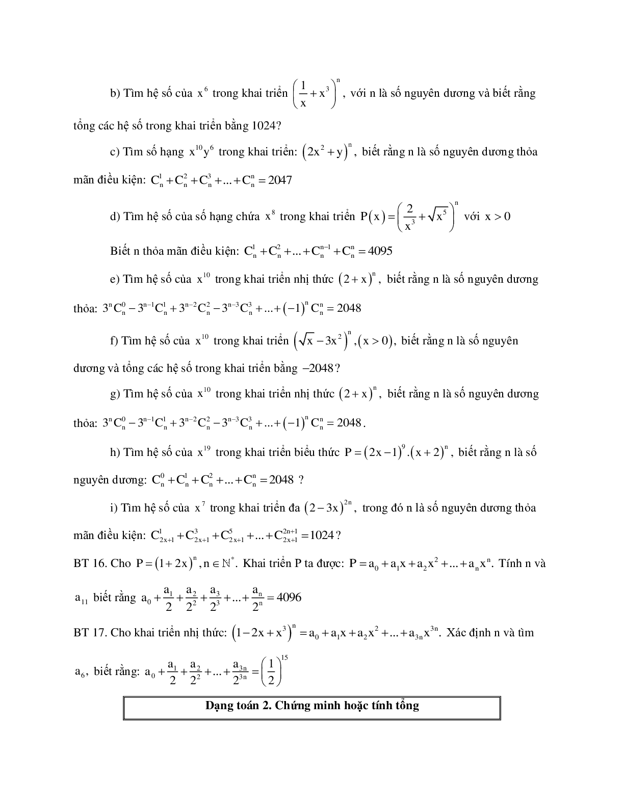 Phương pháp giải về Nhị thức Newton 2023 (lý thuyết va bài tập) (trang 6)