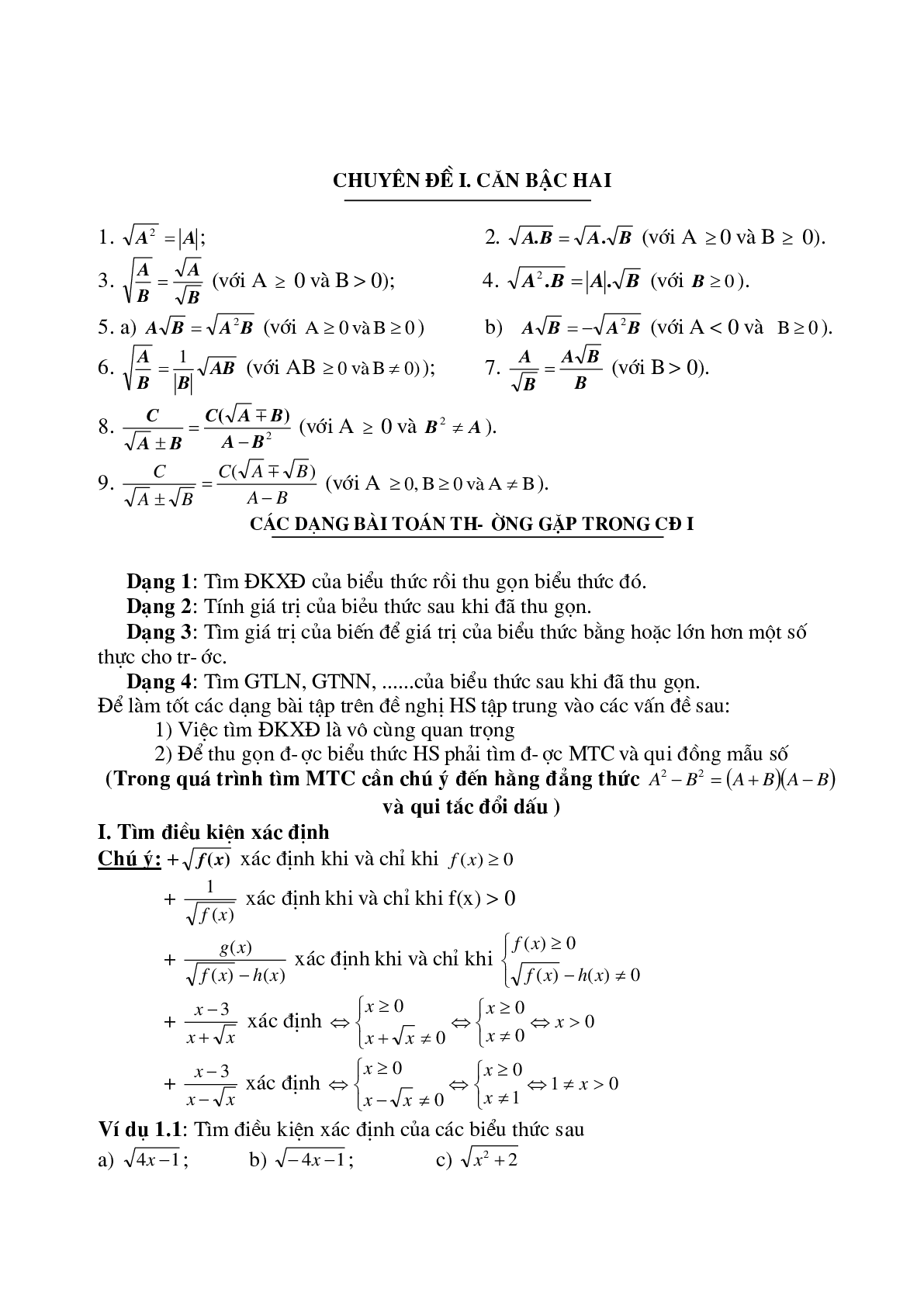 Tổng hợp kiến thức toán lớp 9 kèm ví dụ chi tiết (trang 1)