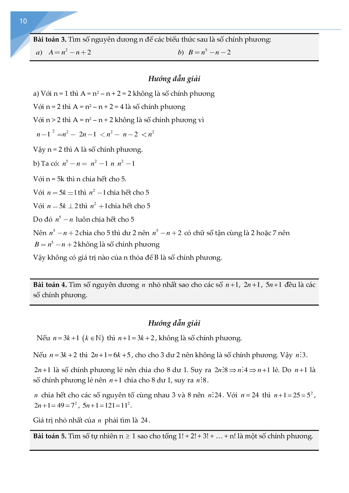 Chuyên đề các bài toán về số chính phương (trang 10)