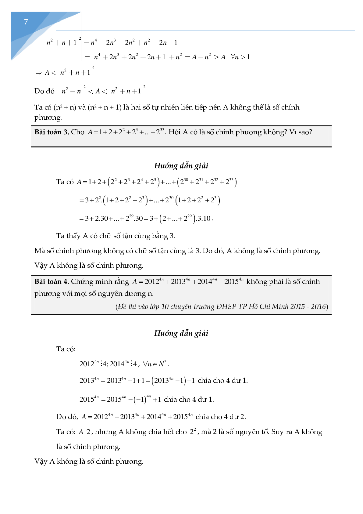 Chuyên đề các bài toán về số chính phương (trang 7)